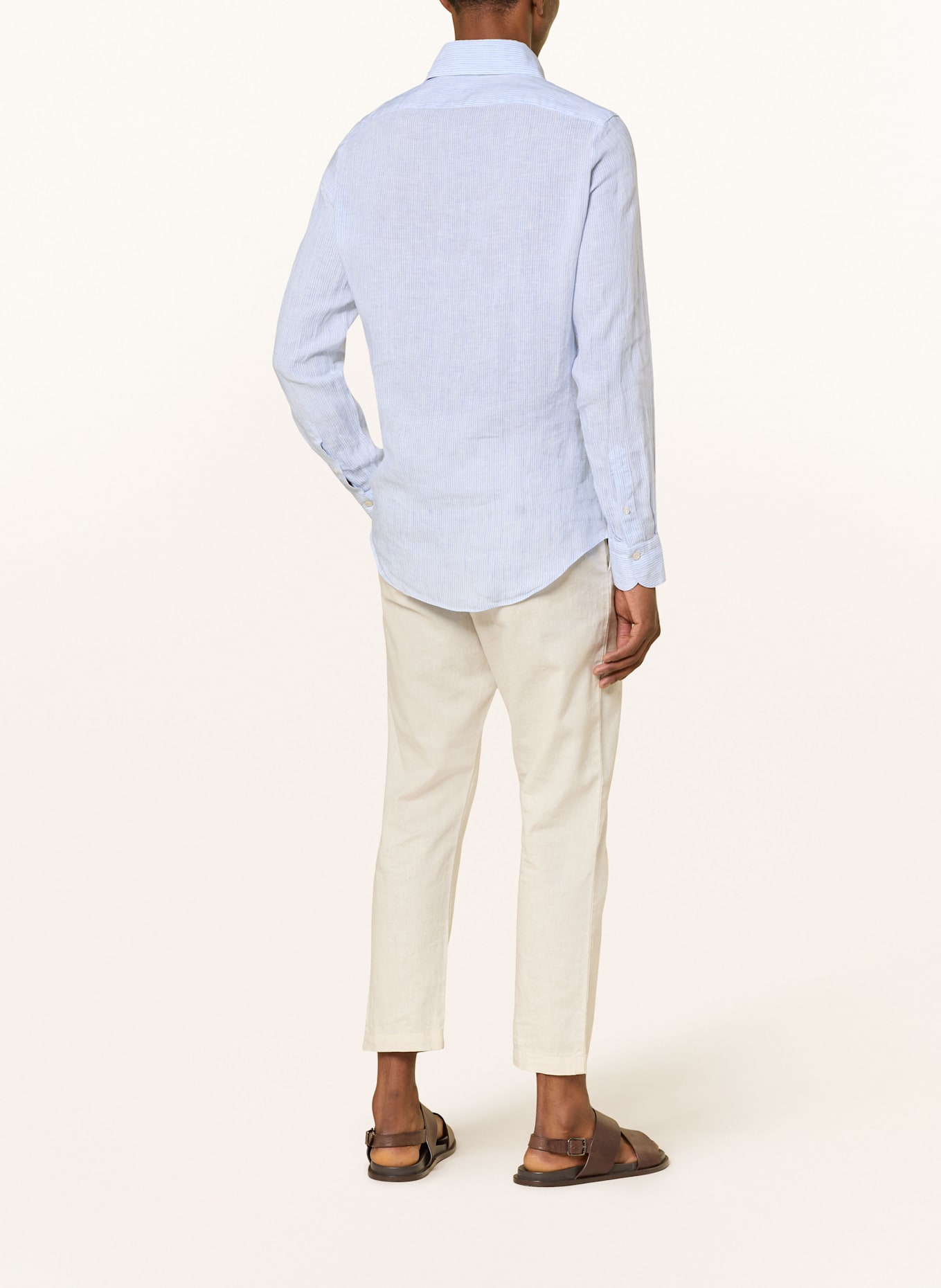 FINAMORE 1925 Koszula z lnu slim fit: JASNONIEBIESKI / BIAŁY