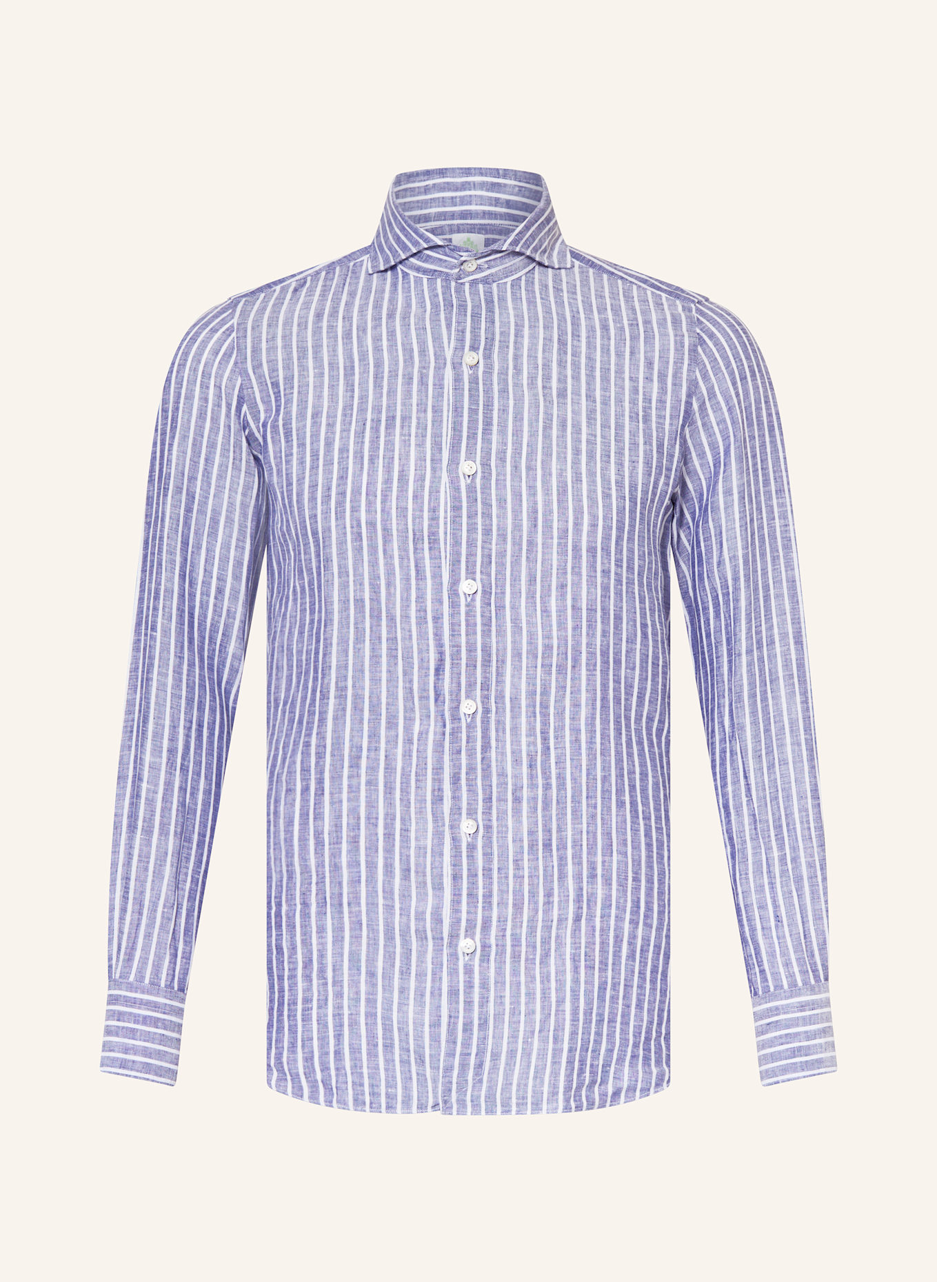 FINAMORE 1925 Lněná košile TOKYO Slim Fit: TMAVĚ MODRÁ / BÍLÁ