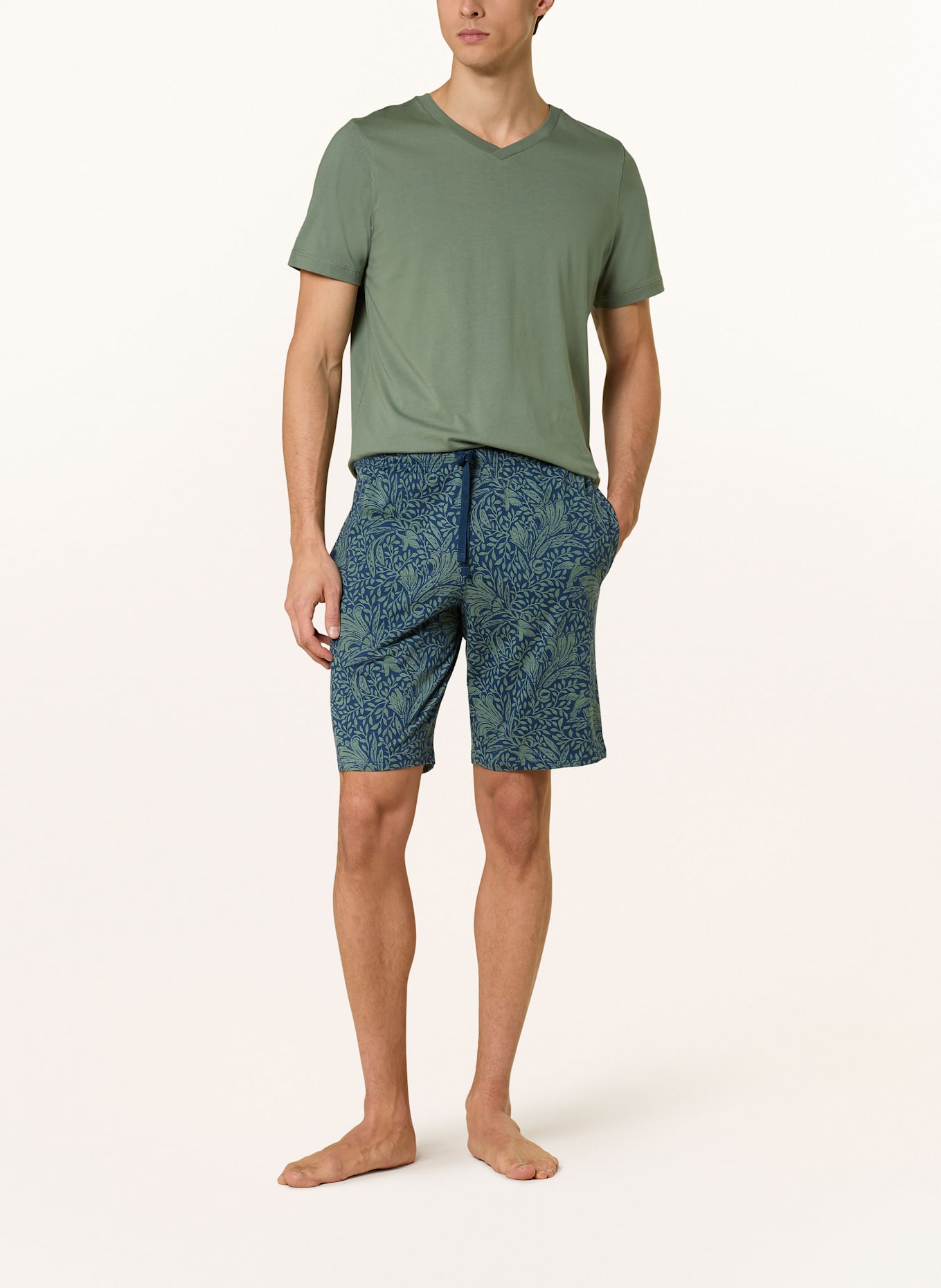 SCHIESSER Schlafshorts MIX+RELAX: BLAU / KHAKI