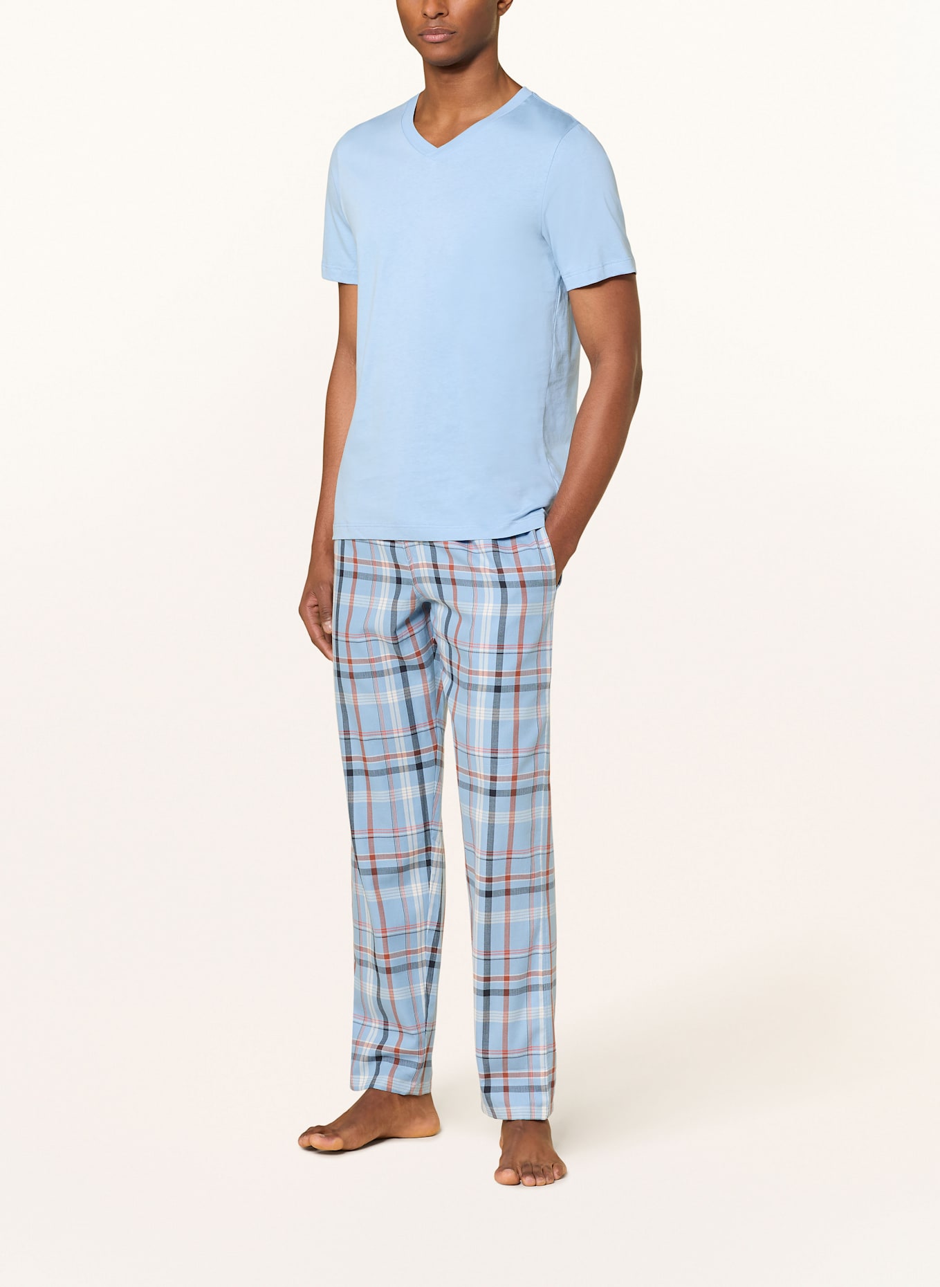 SCHIESSER Schlafhose MIX+RELAX: HELLBLAU / ROT / SCHWARZ