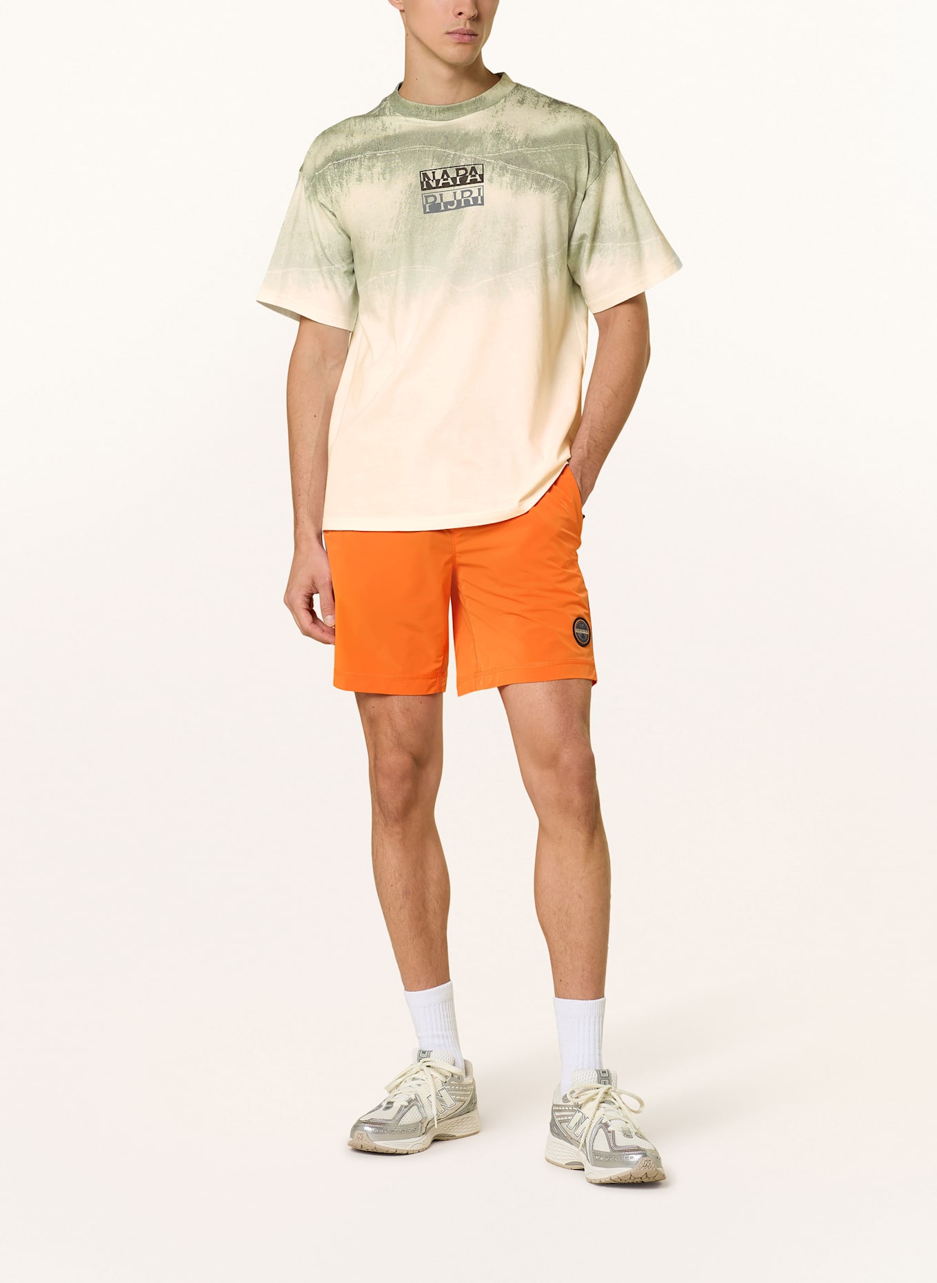 NAPAPIJRI T-shirt TORA: WHITE/ GREEN/ LIGHT GREEN