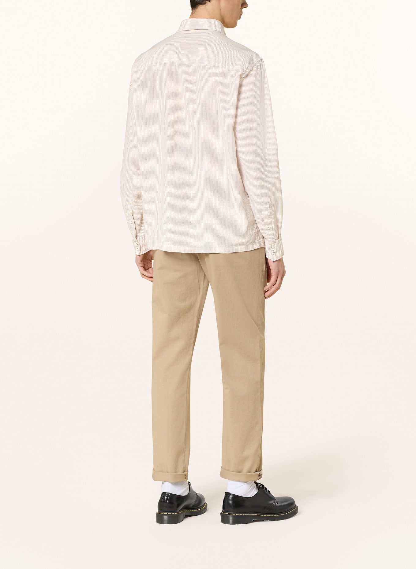NAPAPIJRI BROLIO Comfort Fit shirt Character with linen: BROWN/ WHITE