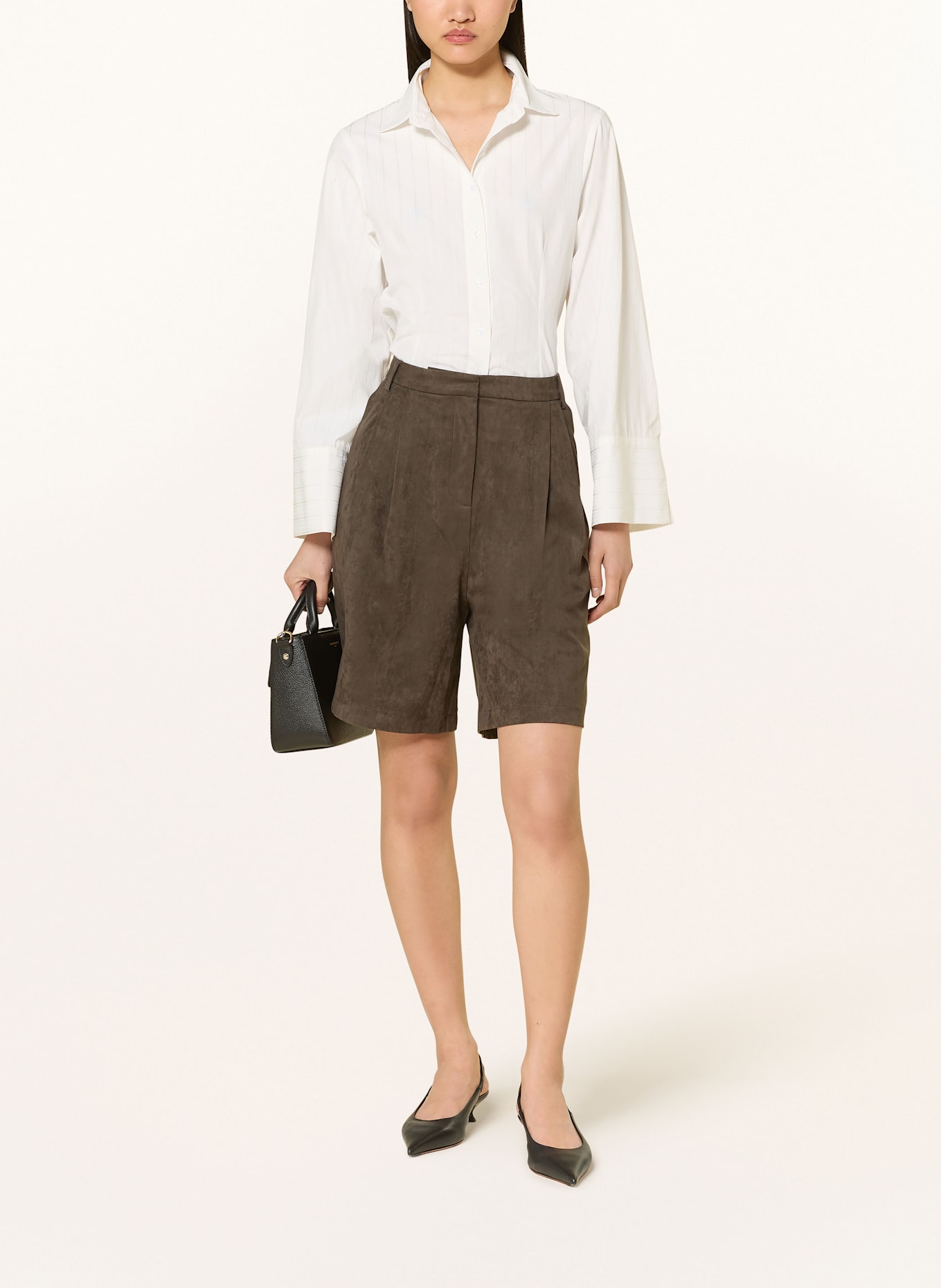 NEO NOIR Shorts NIKA in Lederoptik: DUNKELBRAUN