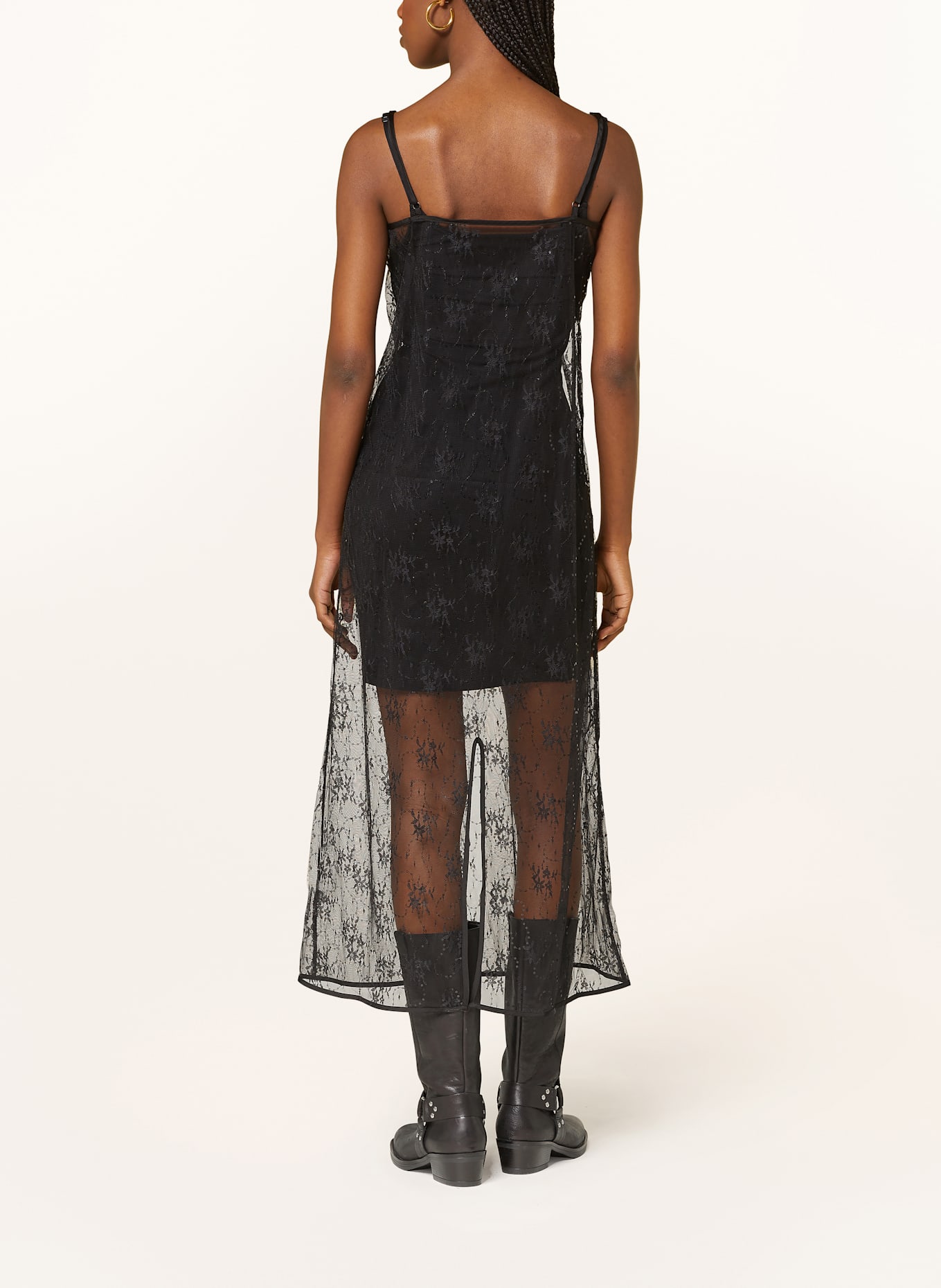 NEO NOIR Robe à dentelle TARZANA avec paillettes: NOIR