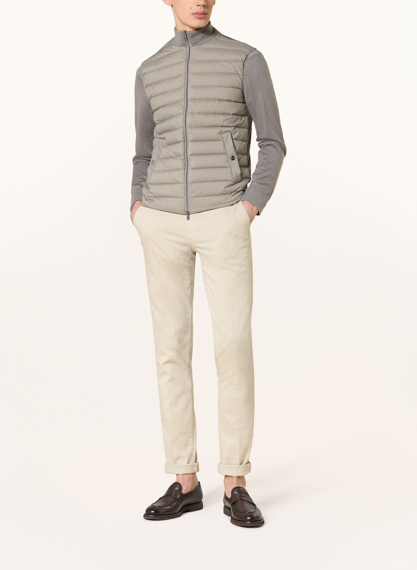 HERNO Kardigan z mieszanki materiałów: SZAROBRĄZOWY