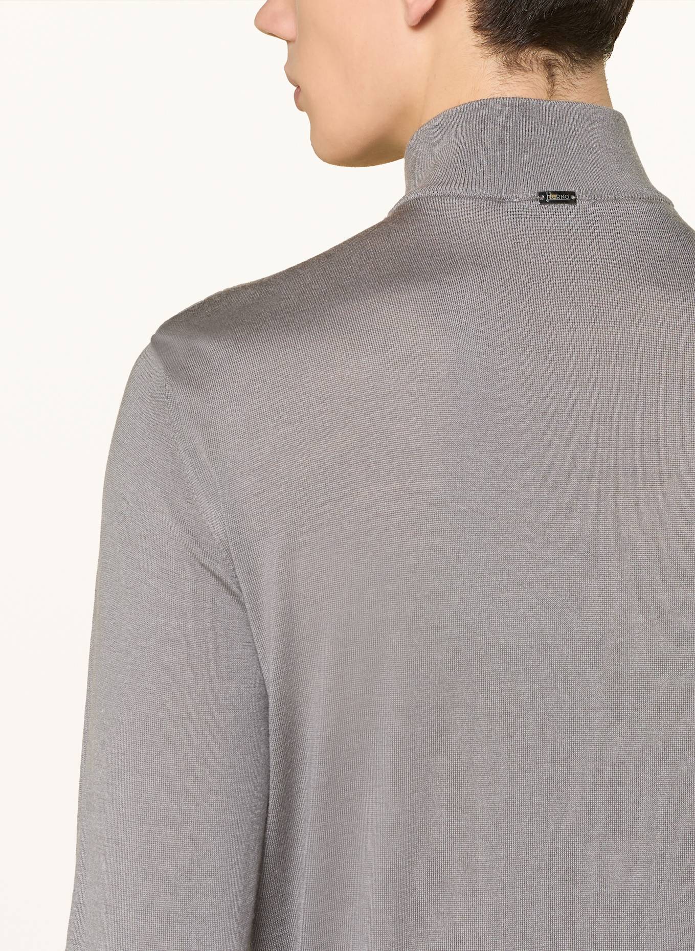 HERNO Kardigan z mieszanki materiałów: SZAROBRĄZOWY