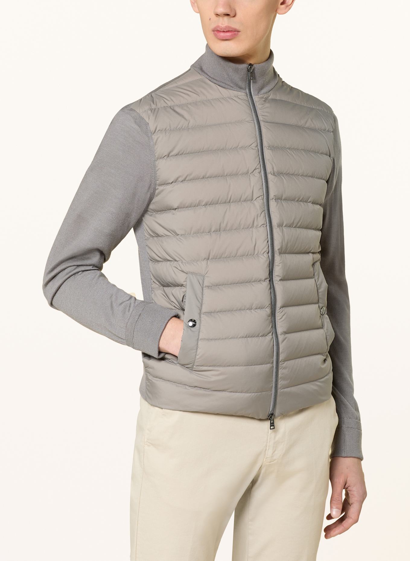 HERNO Kardigan z mieszanki materiałów: SZAROBRĄZOWY