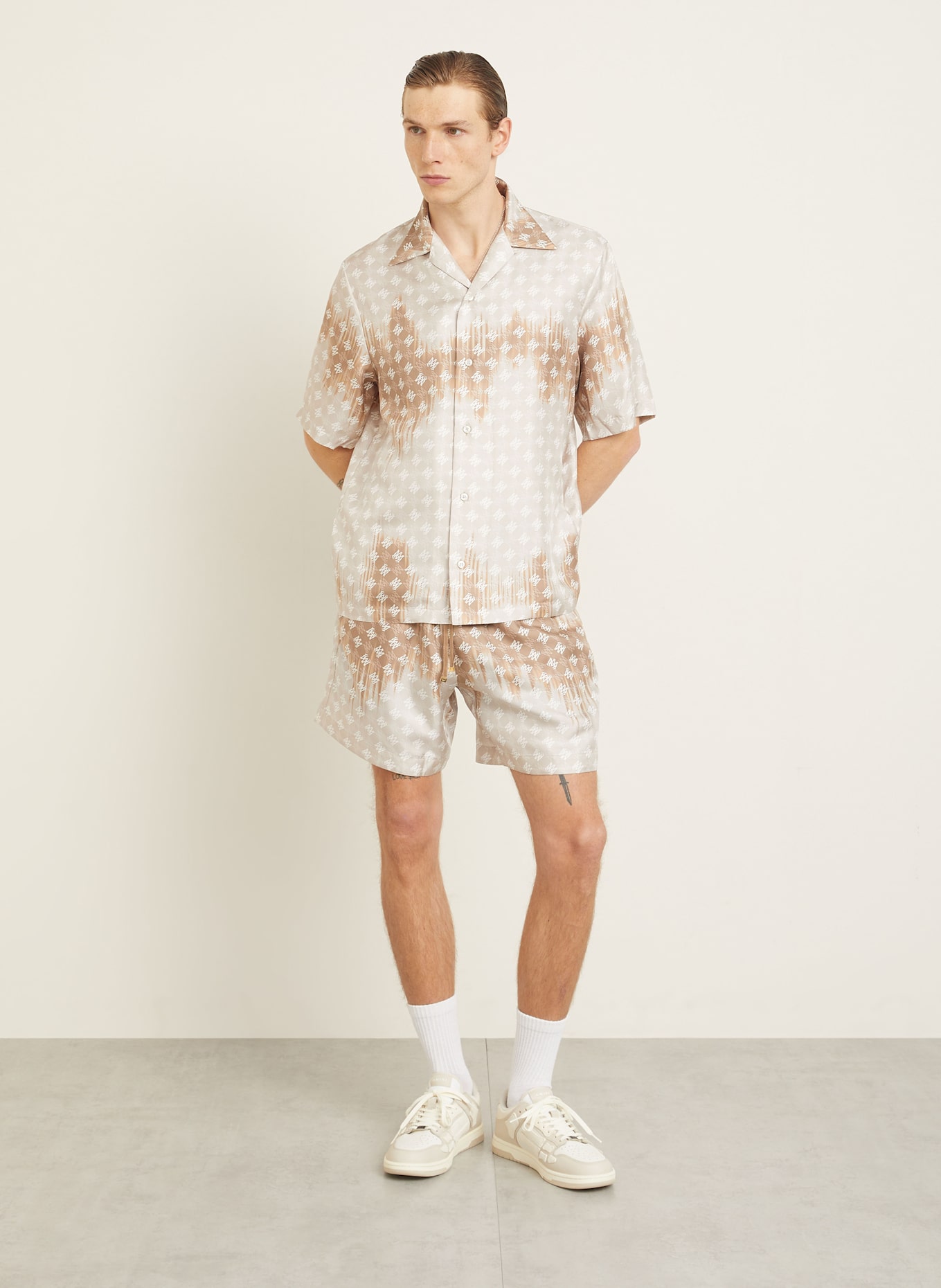AMIRI Resort shirt comfort fit in silk: CAMEL