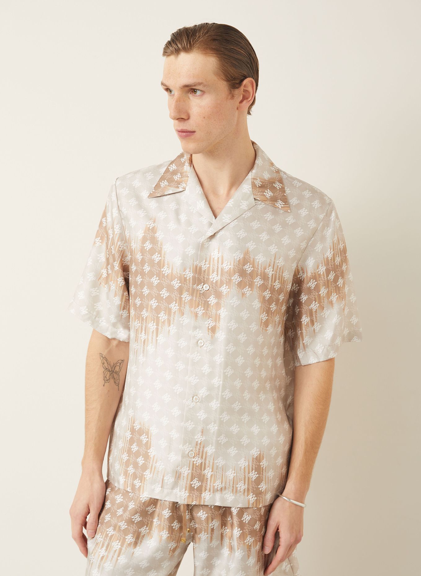 AMIRI Resort shirt comfort fit in silk: CAMEL