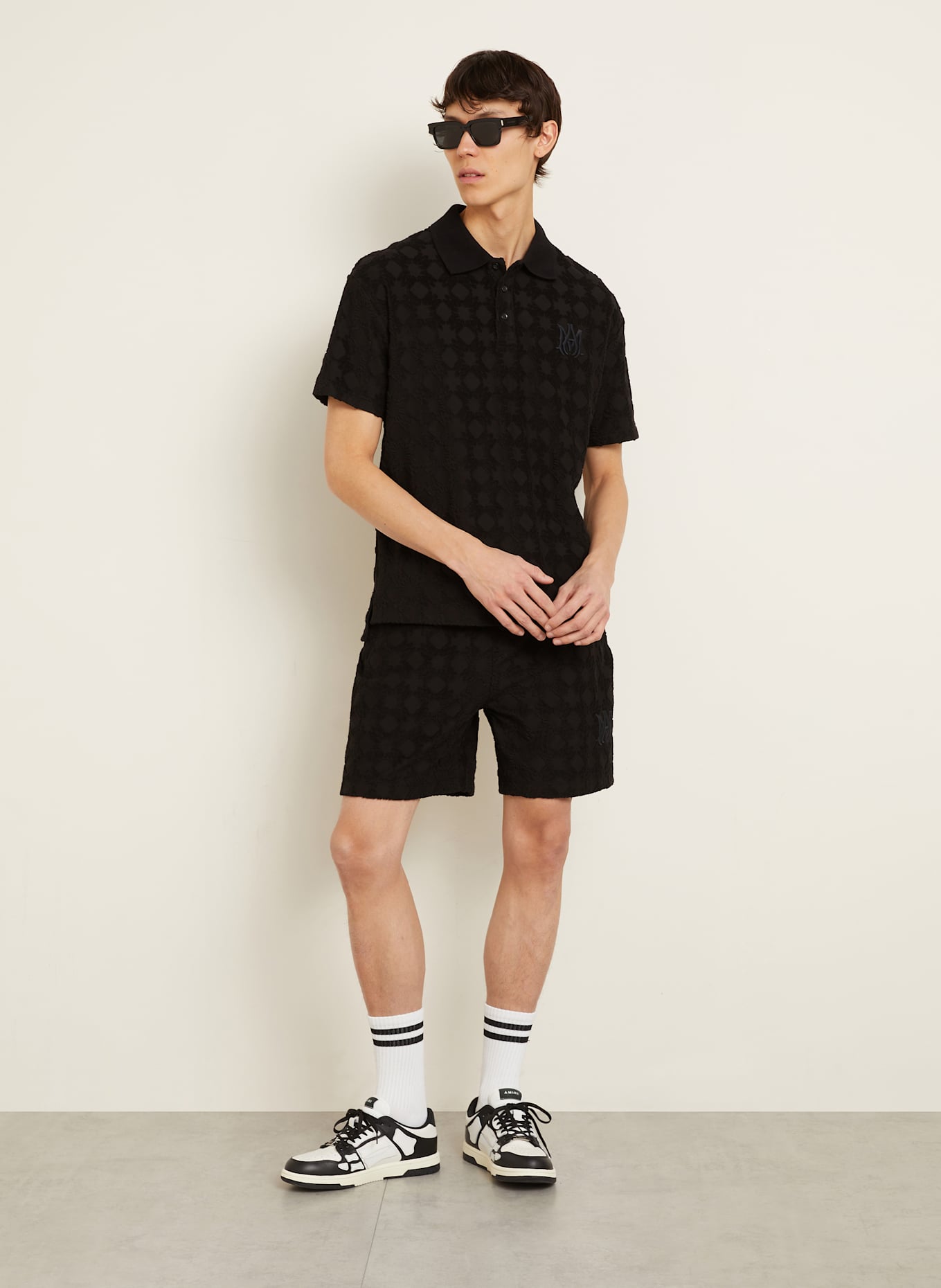 AMIRI Terry cloth polo shirt: BLACK