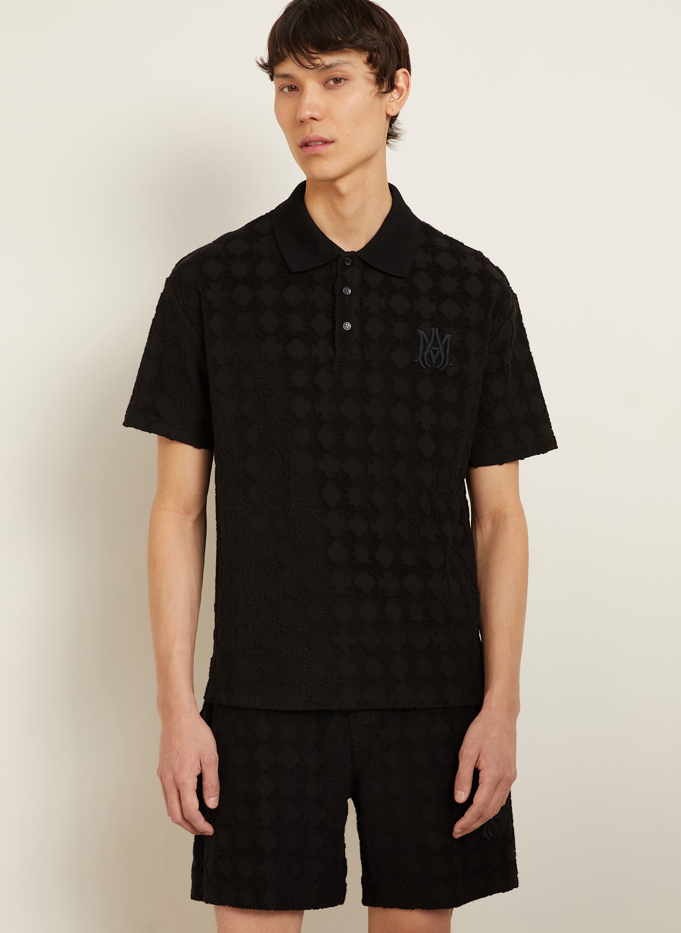 AMIRI Terry cloth polo shirt: BLACK