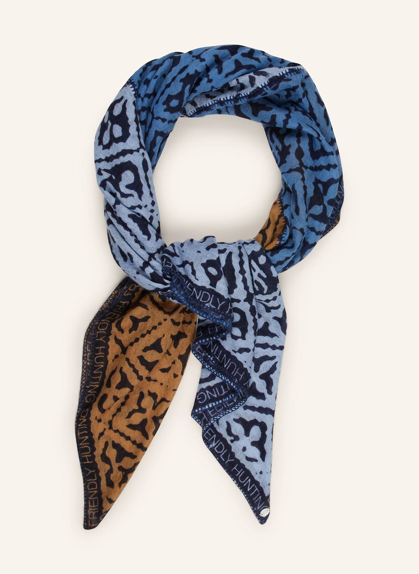 friendly hunting Cashmere scarf EYES OF MARAKESH, Color: DARK BLUE/ LIGHT BLUE/ BEIGE (Image 2)