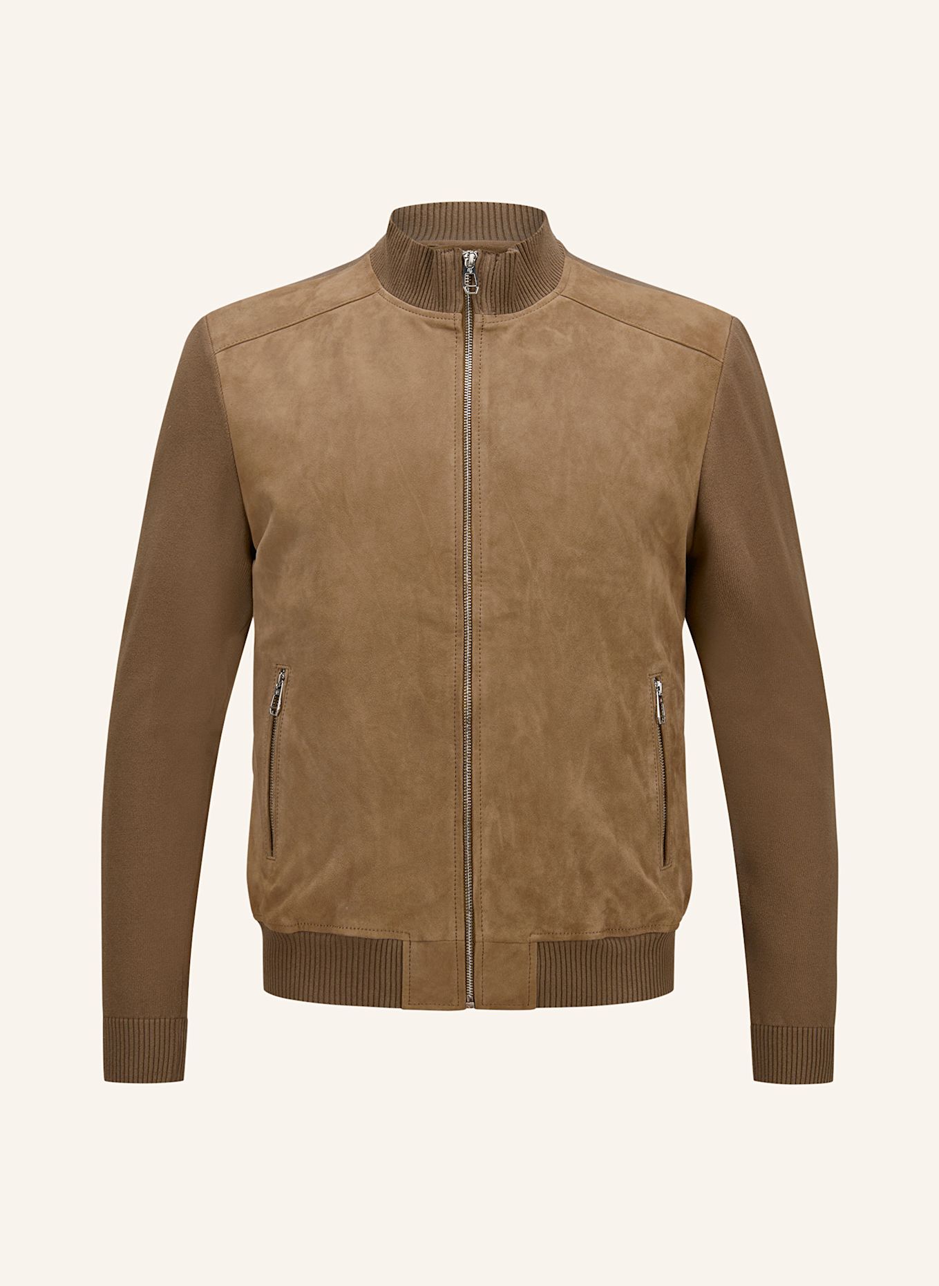 MILESTONE MSTRISTAN leather jacket in mixed materials: BROWN