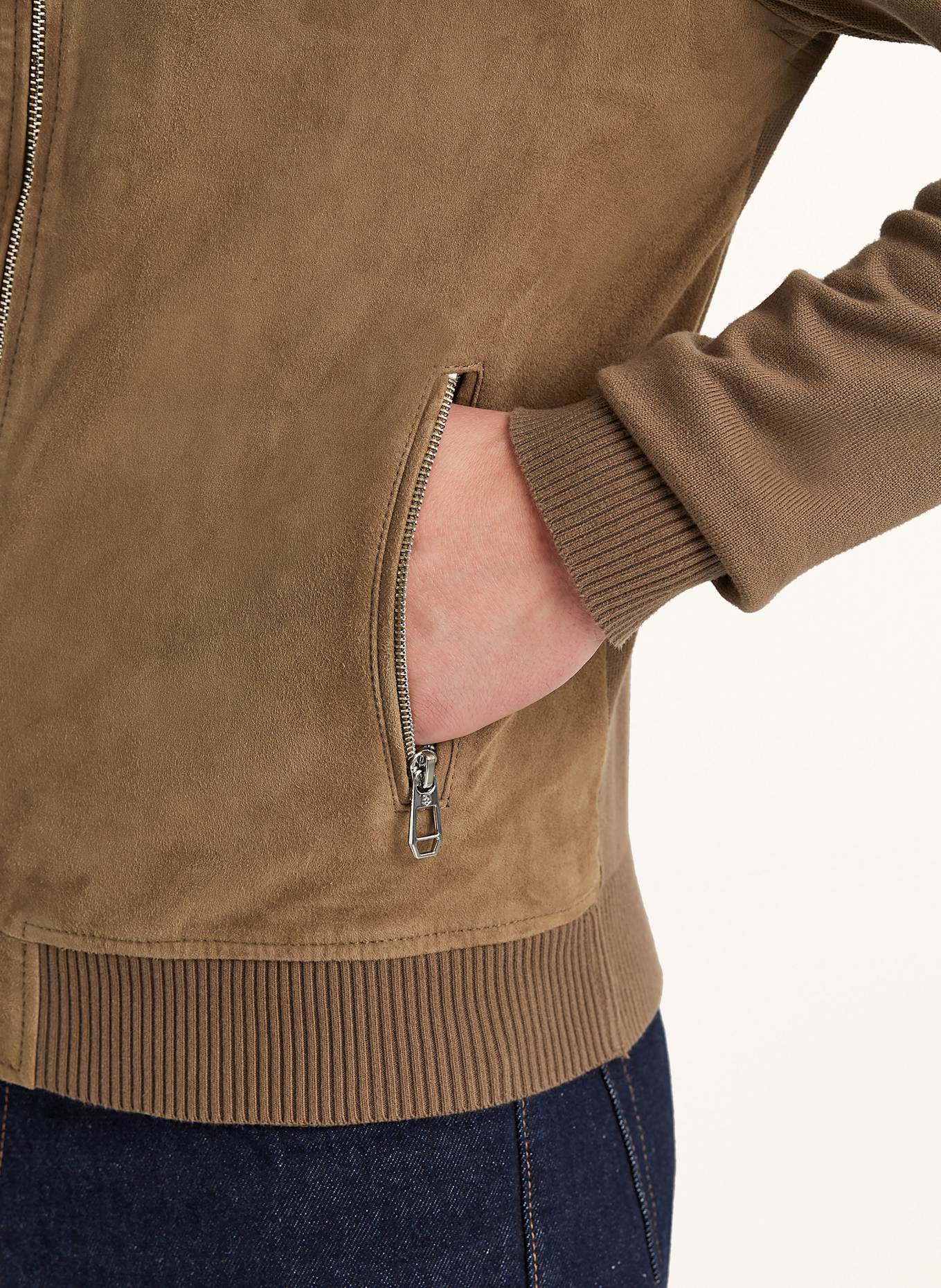MILESTONE MSTRISTAN leather jacket in mixed materials: BROWN