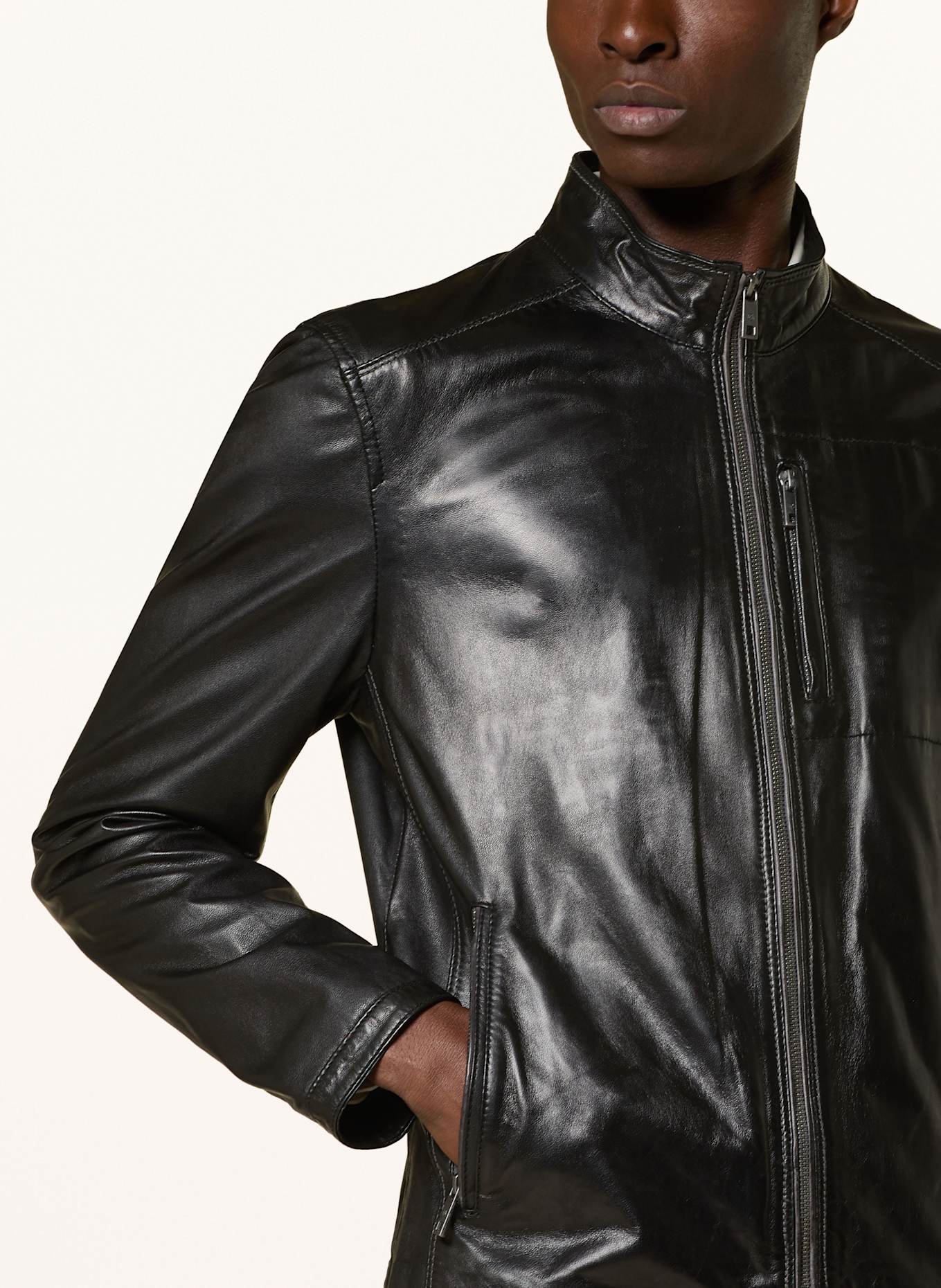 MILESTONE Lederjacke MSJUMPER: SCHWARZ