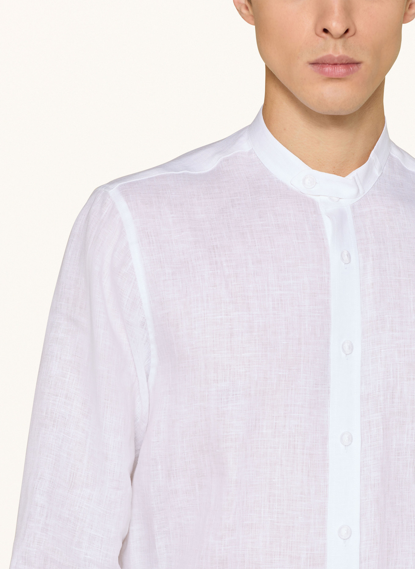 Johann & Johanna Trachtenhemd STEFFEN Tailored Fit aus Leinen: WEISS
