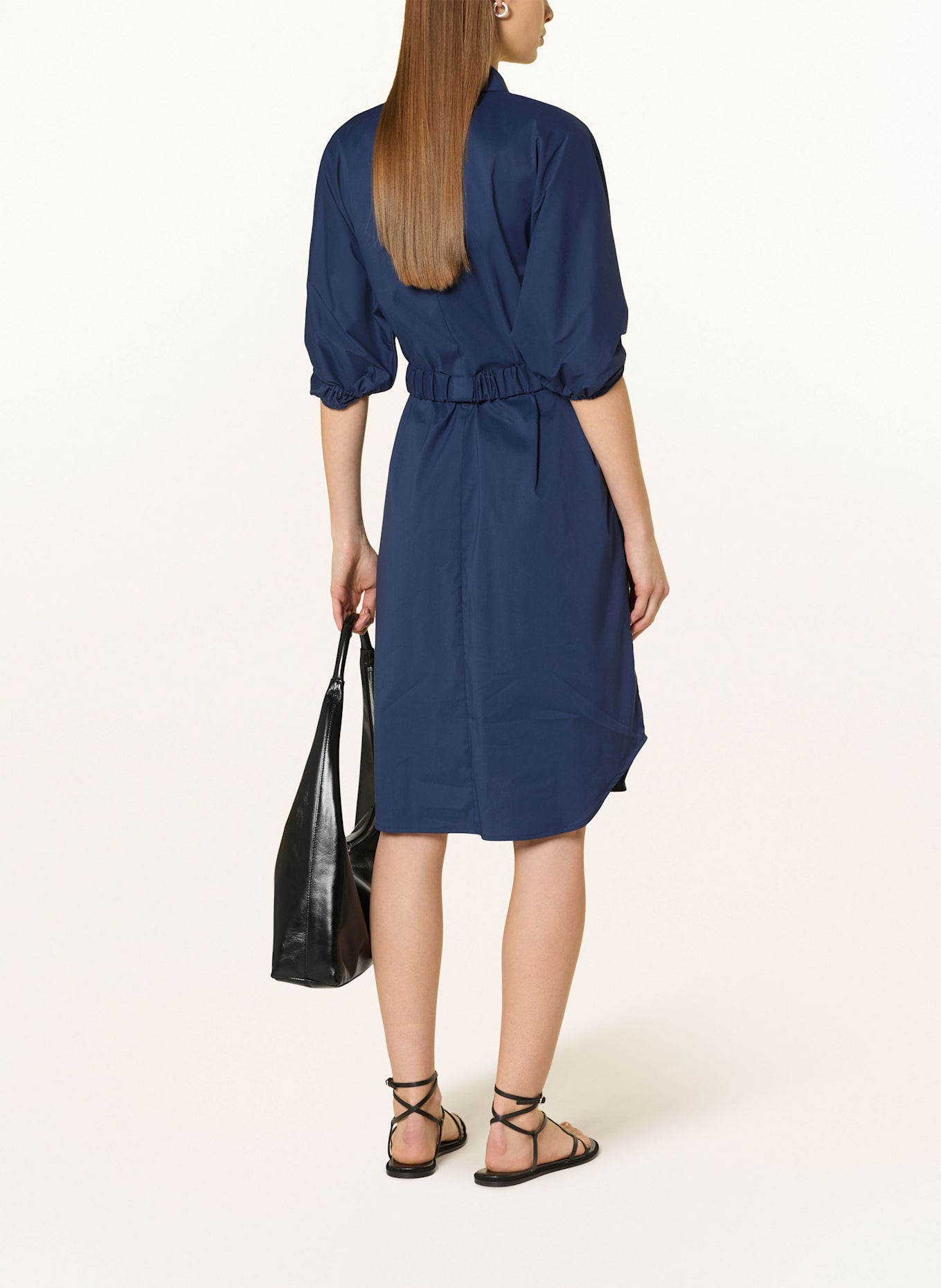 REPEAT Hemdblusenkleid mit 3/4-Arm: DUNKELBLAU