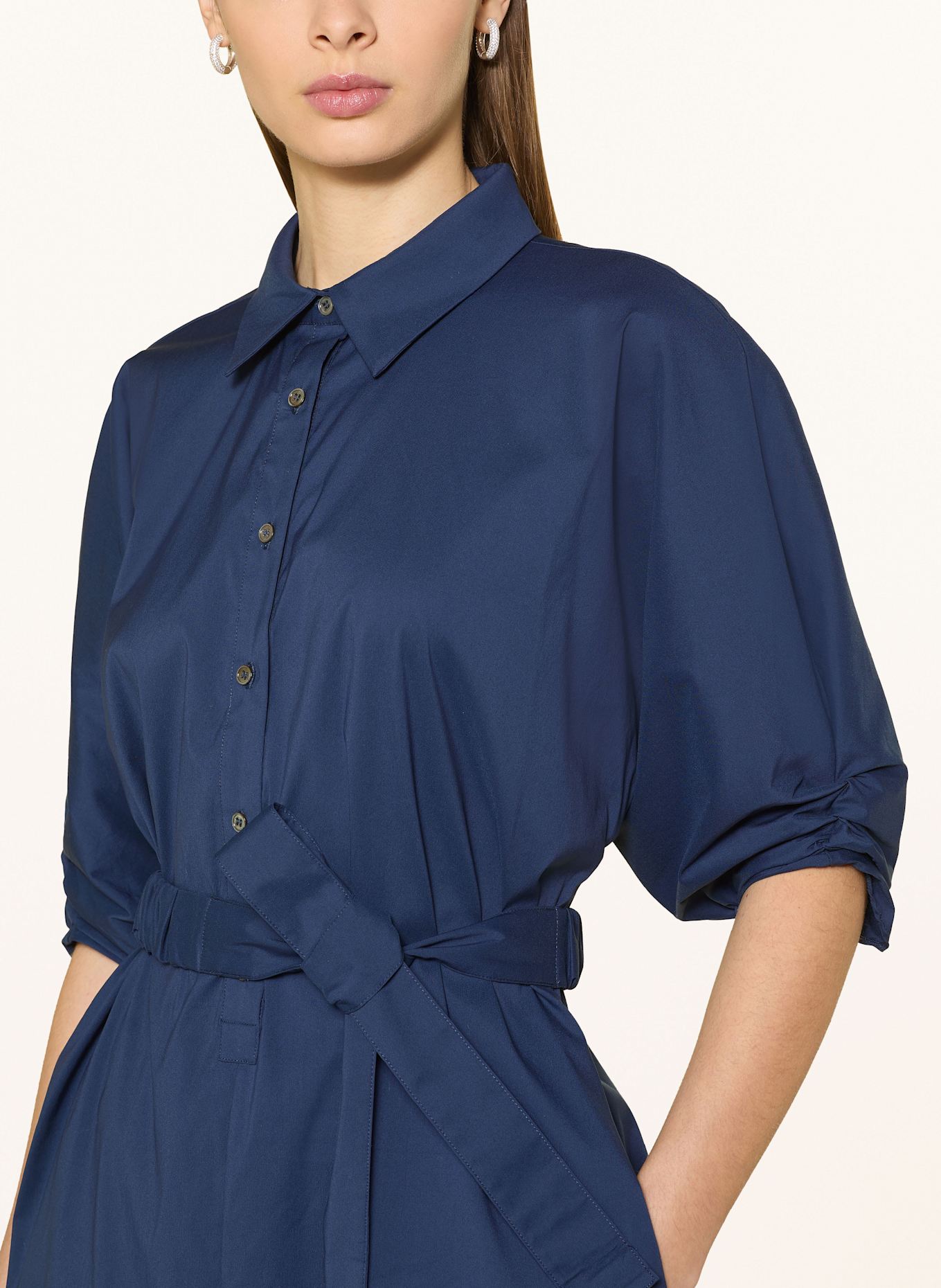 REPEAT Hemdblusenkleid mit 3/4-Arm: DUNKELBLAU