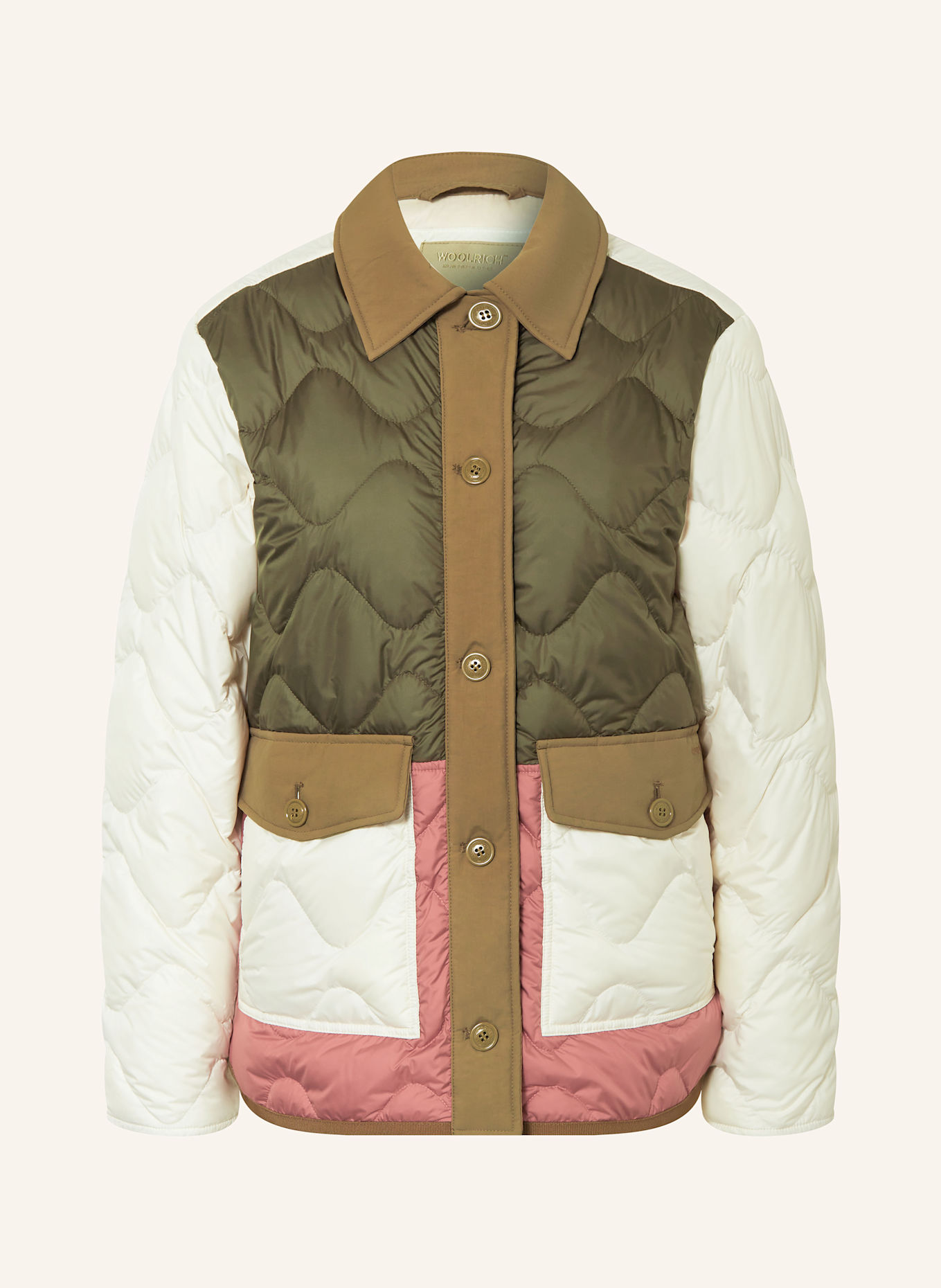 WOOLRICH Steppjacke HERITAGE: OLIV/ BRAUN/ CREME