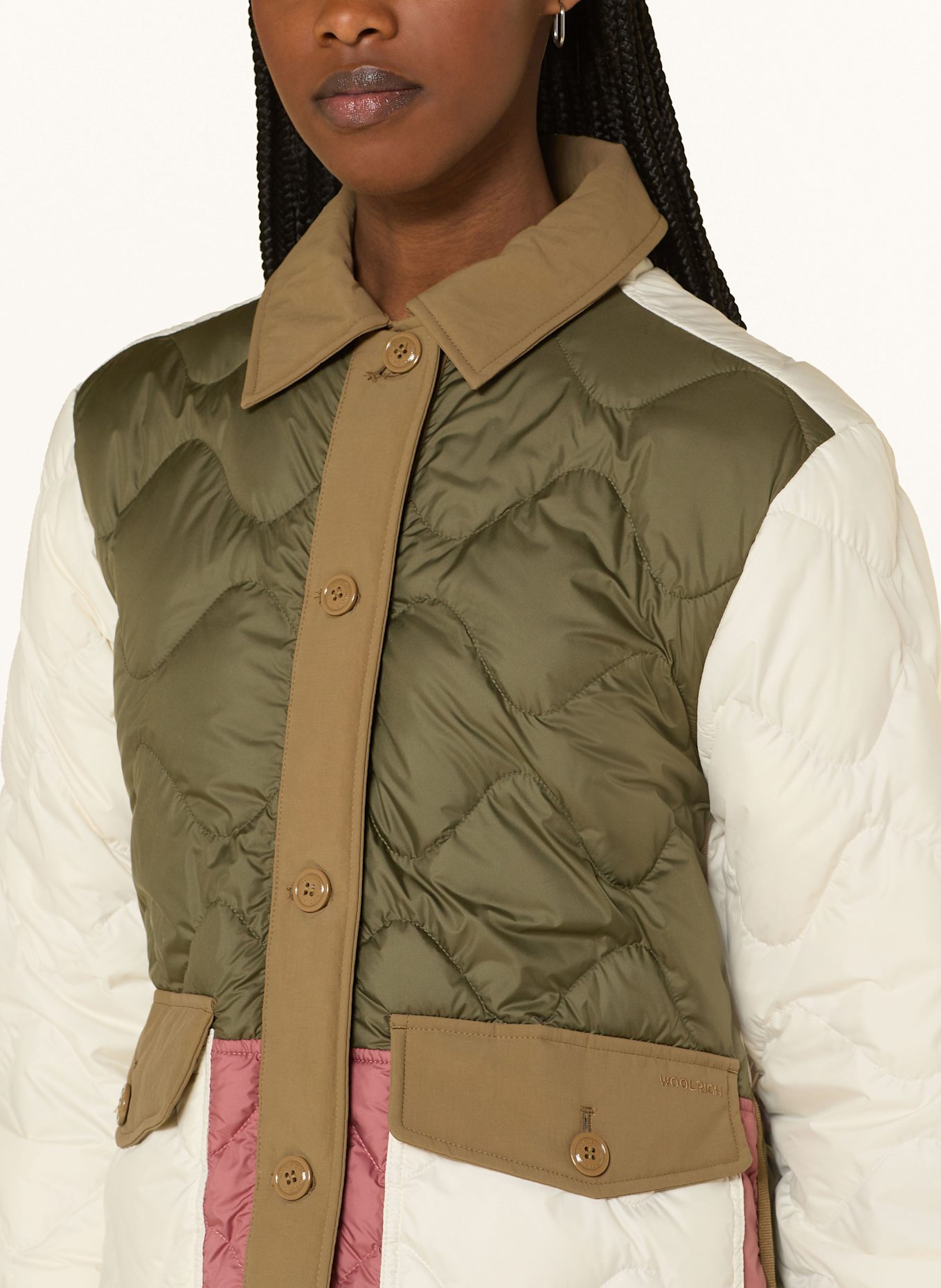 WOOLRICH Steppjacke HERITAGE: OLIV/ BRAUN/ CREME