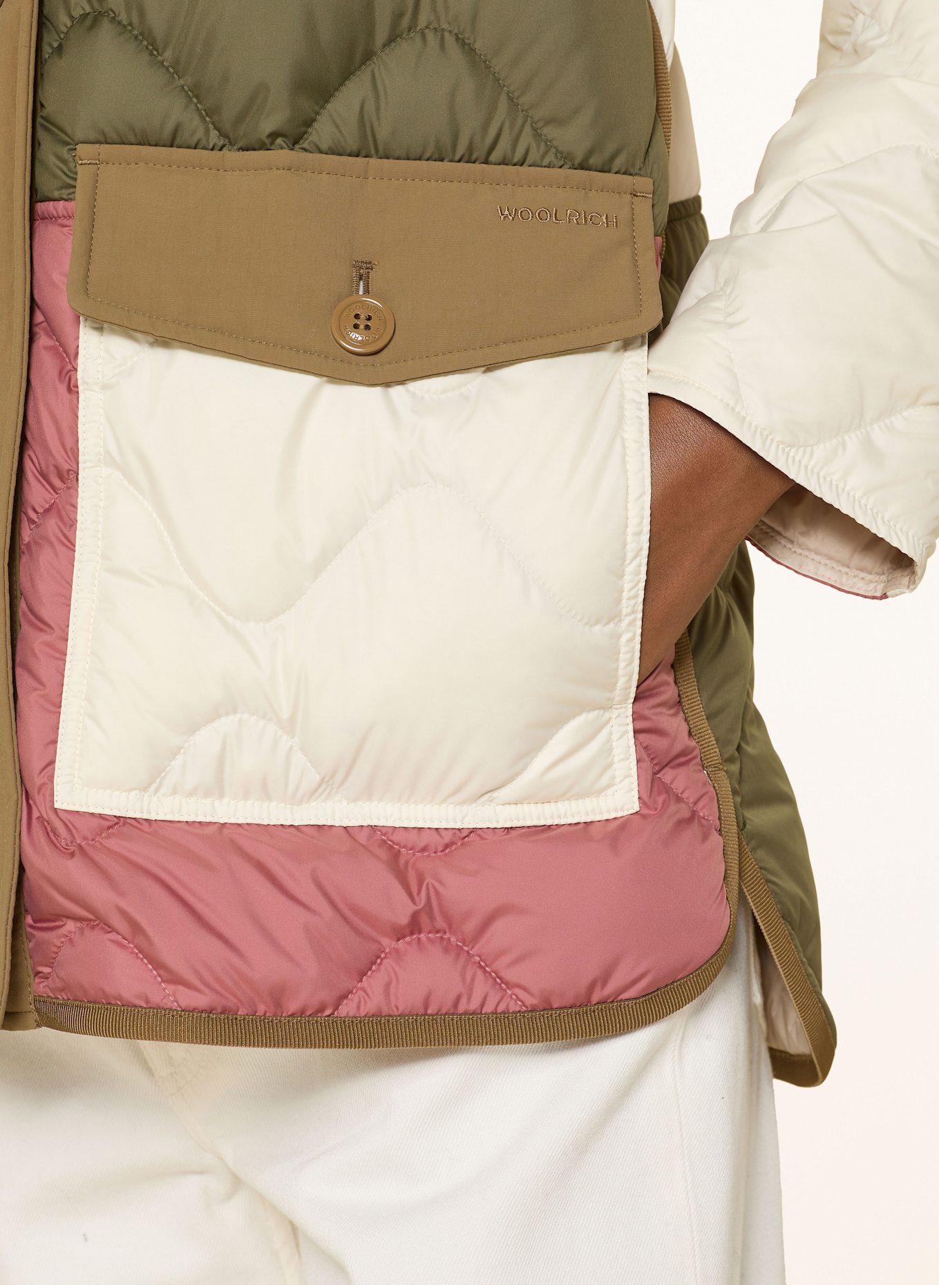 WOOLRICH Steppjacke HERITAGE: OLIV/ BRAUN/ CREME