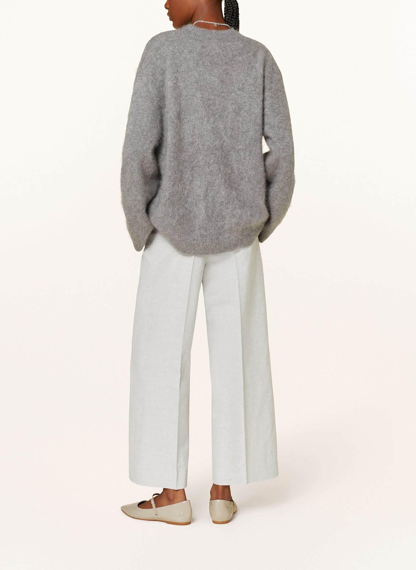 SEDUCTIVE Marlenehose DOMENICA mit Leinen: HELLGRAU