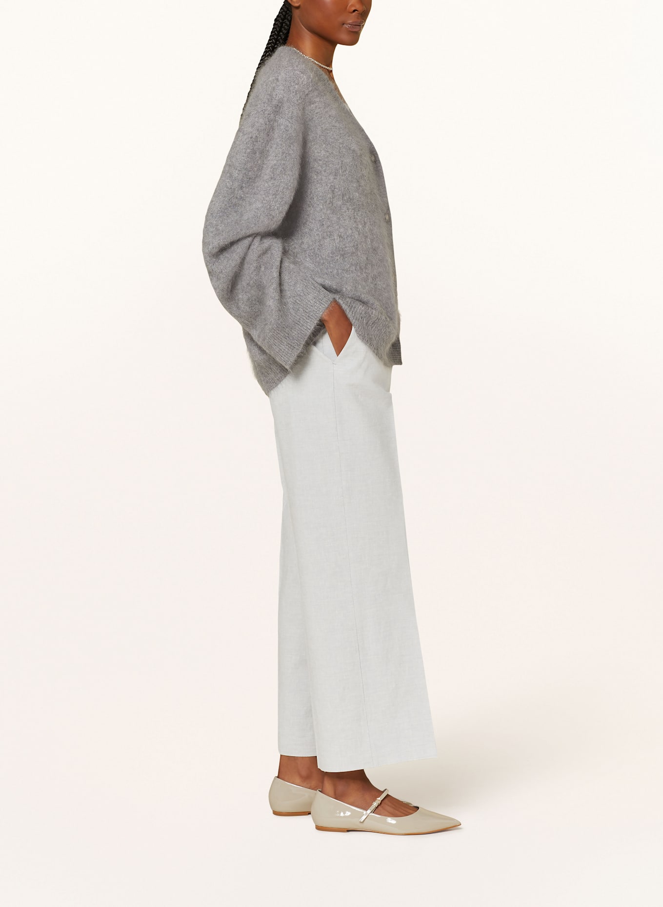 SEDUCTIVE Marlenehose DOMENICA mit Leinen: HELLGRAU