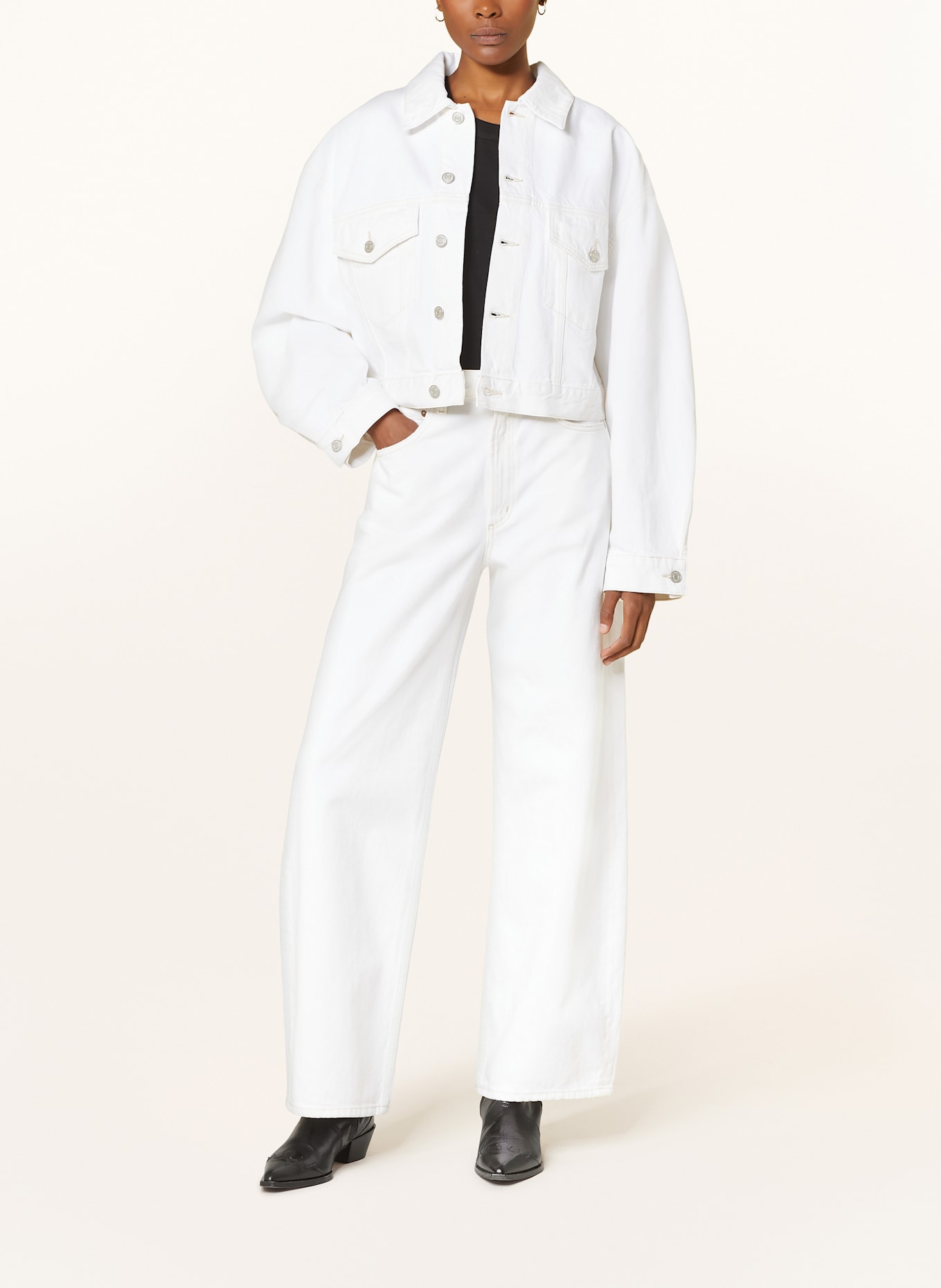 AGOLDE PALMER cropped denim jacket: WHITE