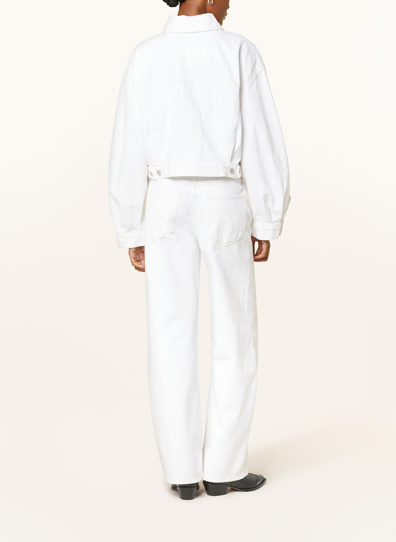 AGOLDE PALMER cropped denim jacket: WHITE