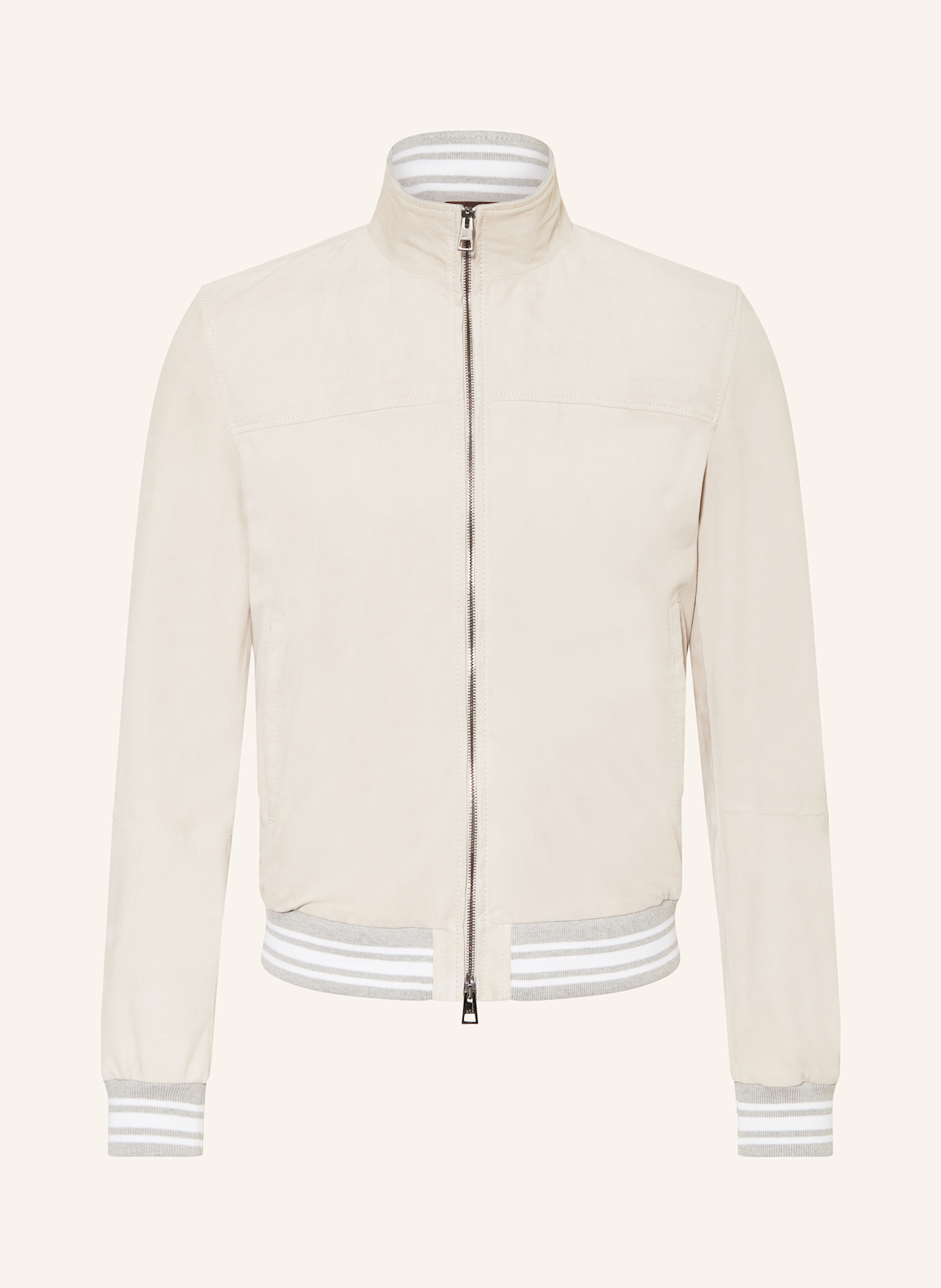 manzoni 24 Leather bomber jacket: BEIGE