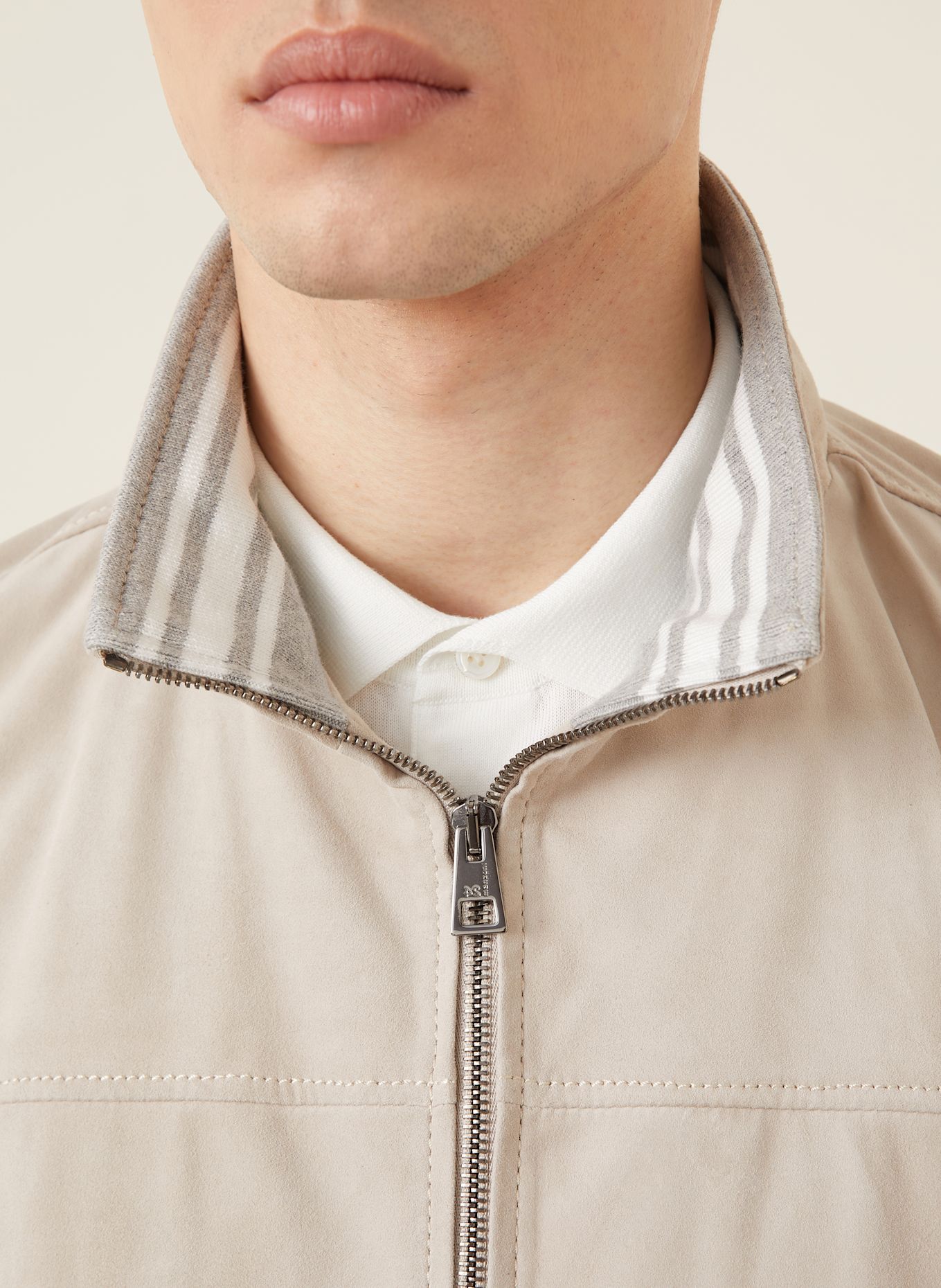 manzoni 24 Leather bomber jacket: BEIGE