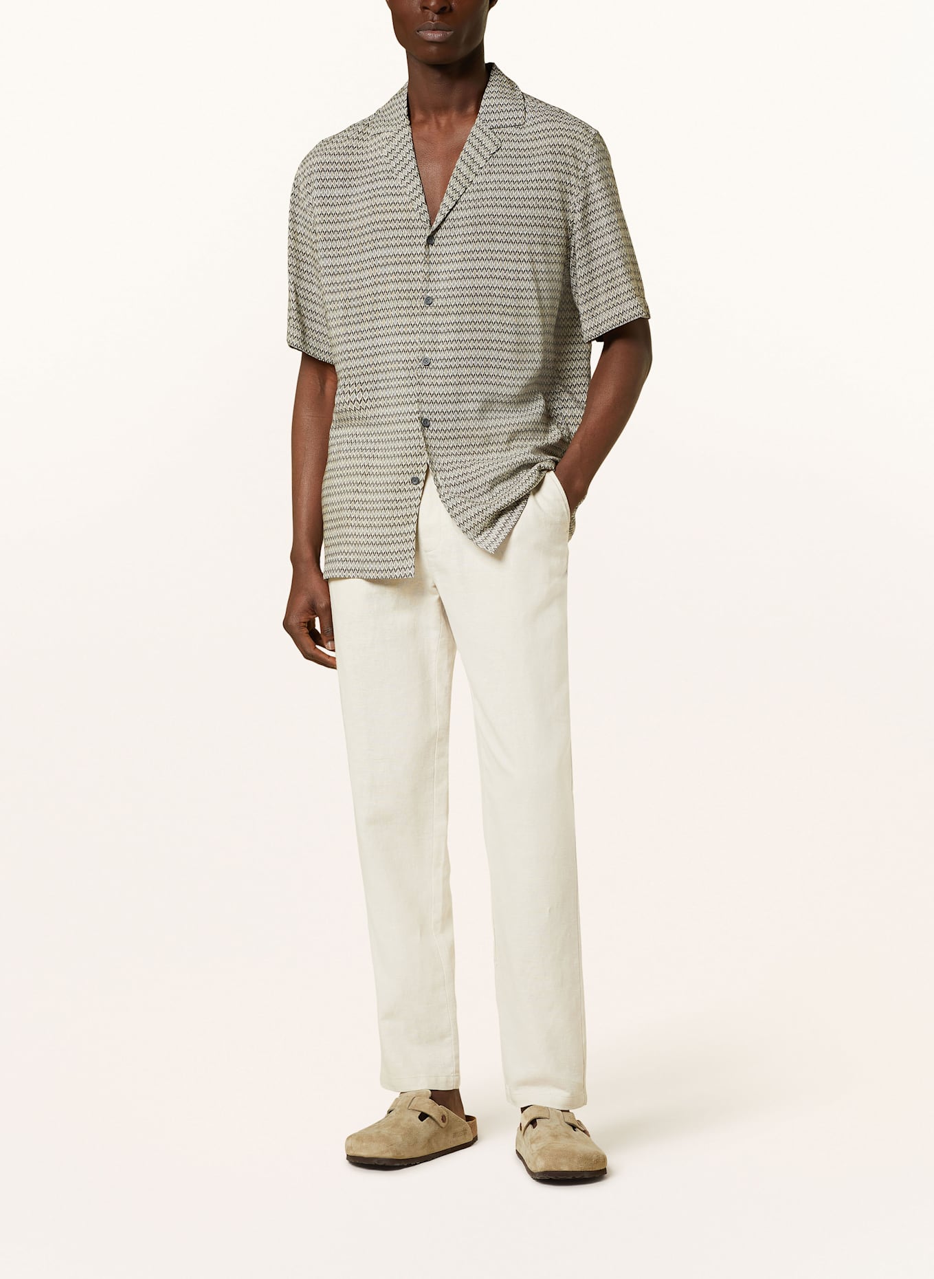 LES DEUX Chinosy PATRICK loose fit z lnu: KREMOWY