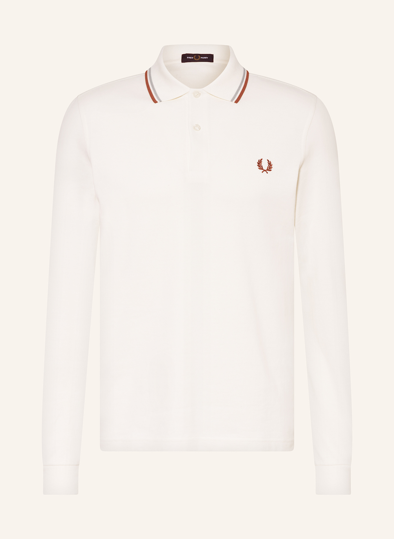 FRED PERRY Piqué polo shirt M3636 regular fit: ECRU / BROWN