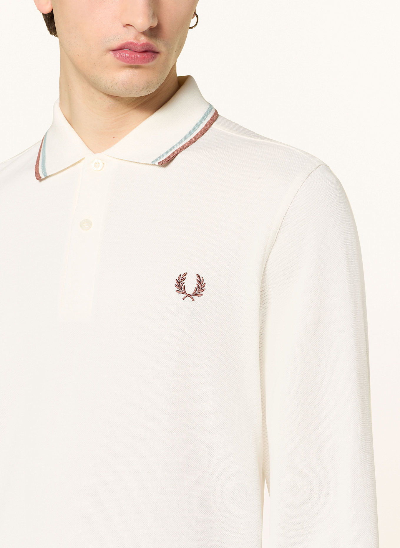FRED PERRY Piqué polo shirt M3636 regular fit: ECRU / BROWN