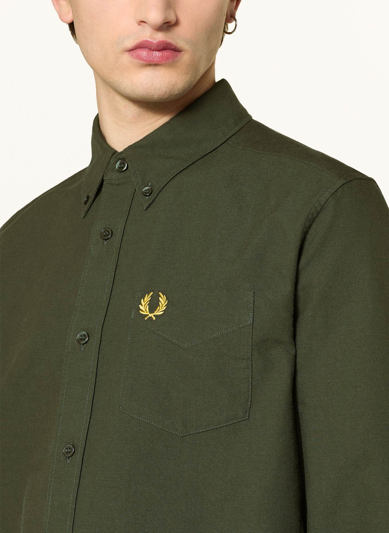 FRED PERRY Hemd Regular Fit: DUNKELGRÜN