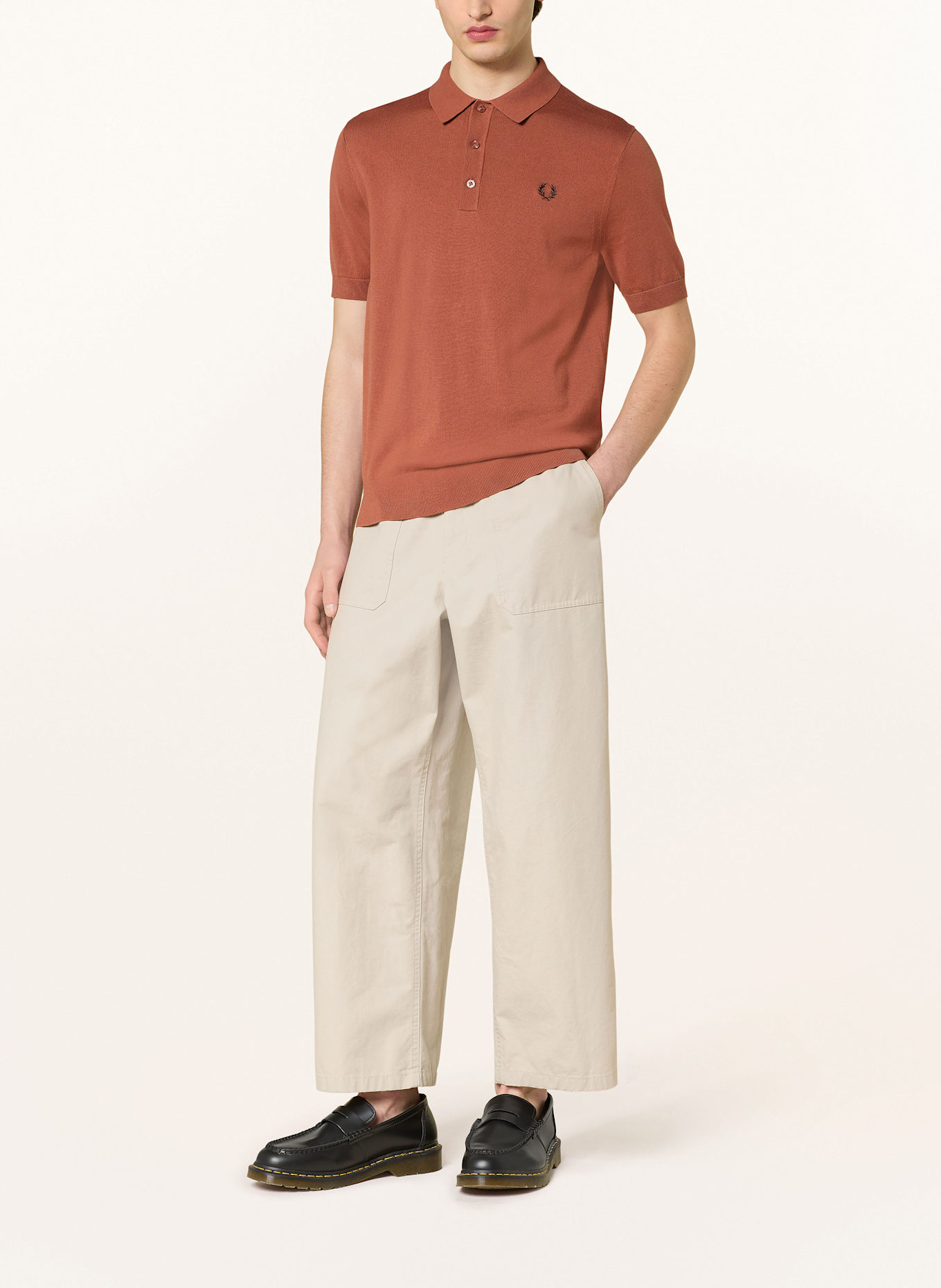 FRED PERRY Strick-Poloshirt: BRAUN