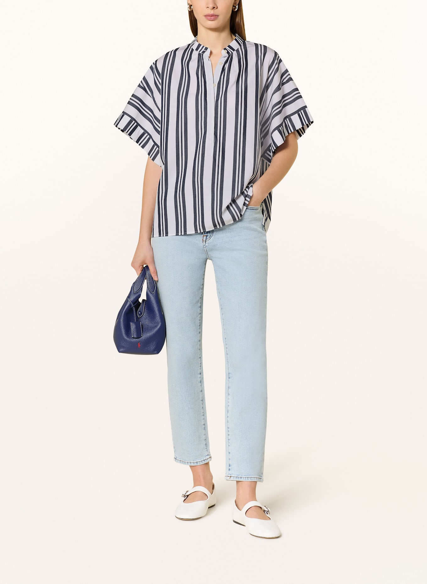 GANT Blusenshirt: DUNKELBLAU/ WEISS