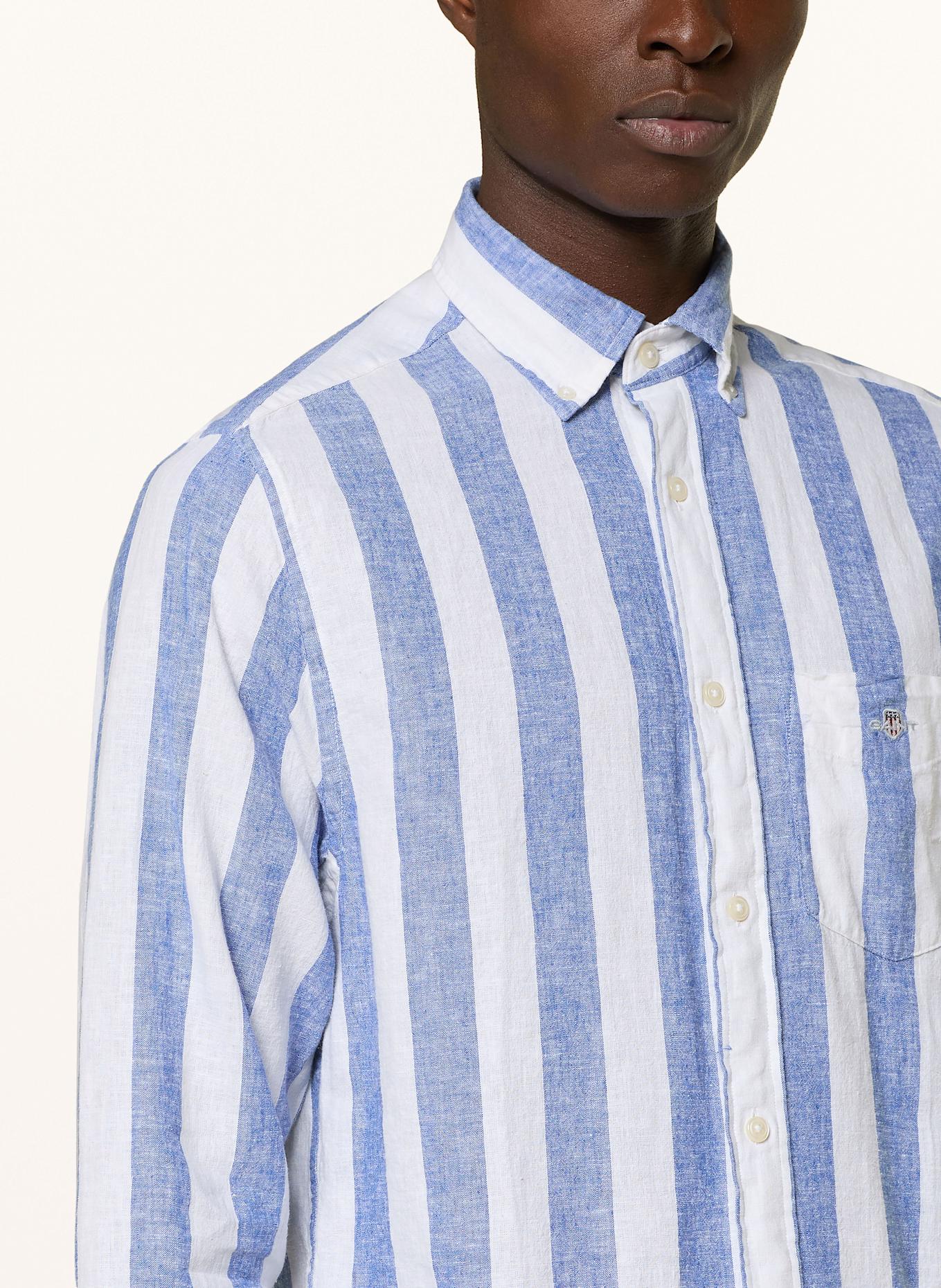 GANT Hemd Regular Fit mit Leinen: WEISS / BLAU