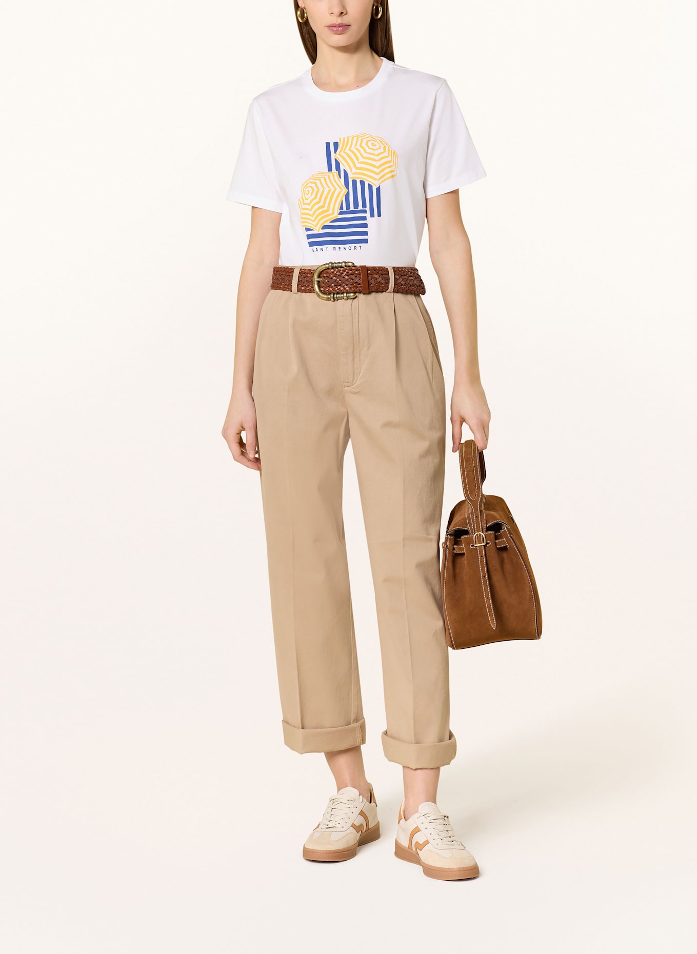 GANT T-Shirt: WEISS/ BLAU/ GELB