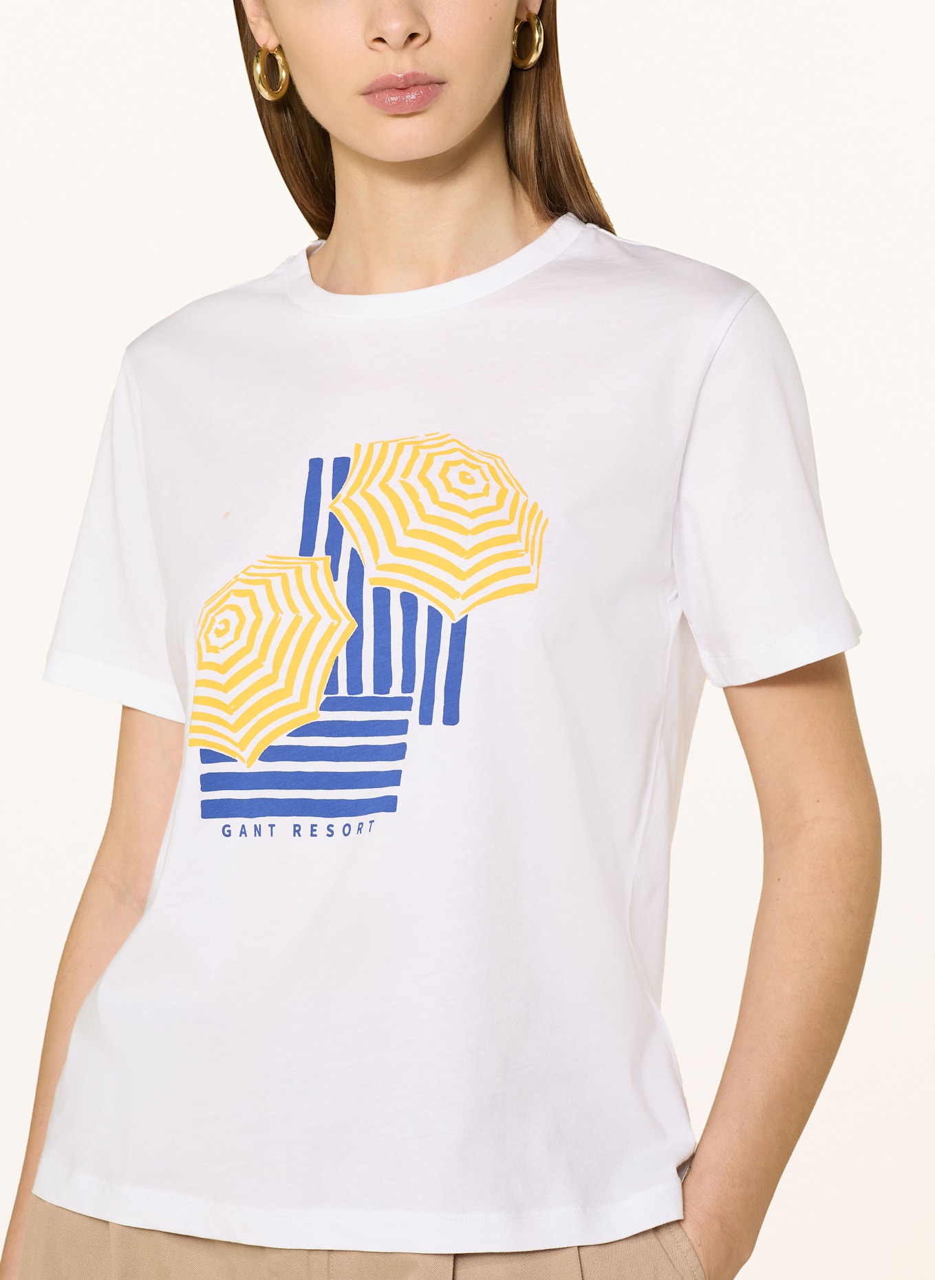 GANT T-Shirt: WEISS/ BLAU/ GELB