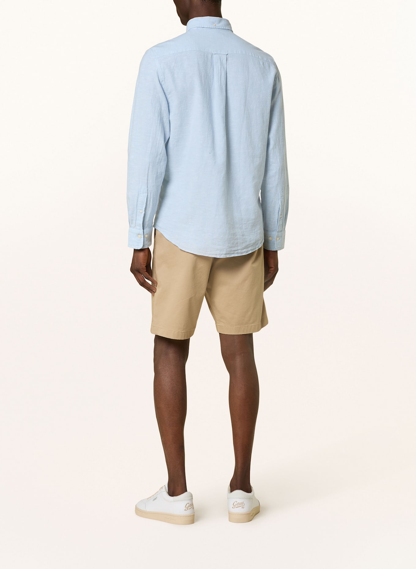 GANT Hemd Regular Fit mit Leinen: HELLBLAU
