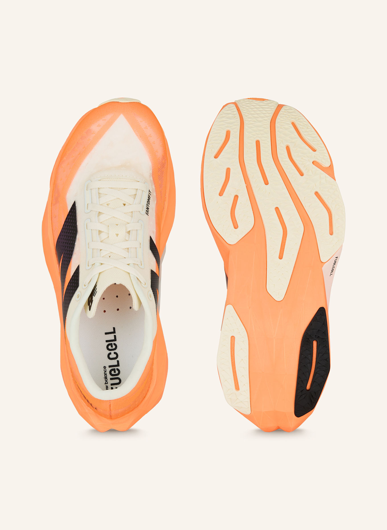 new balance Laufschuhe FULLCELL REBEL V4: WEISS/ NEONORANGE