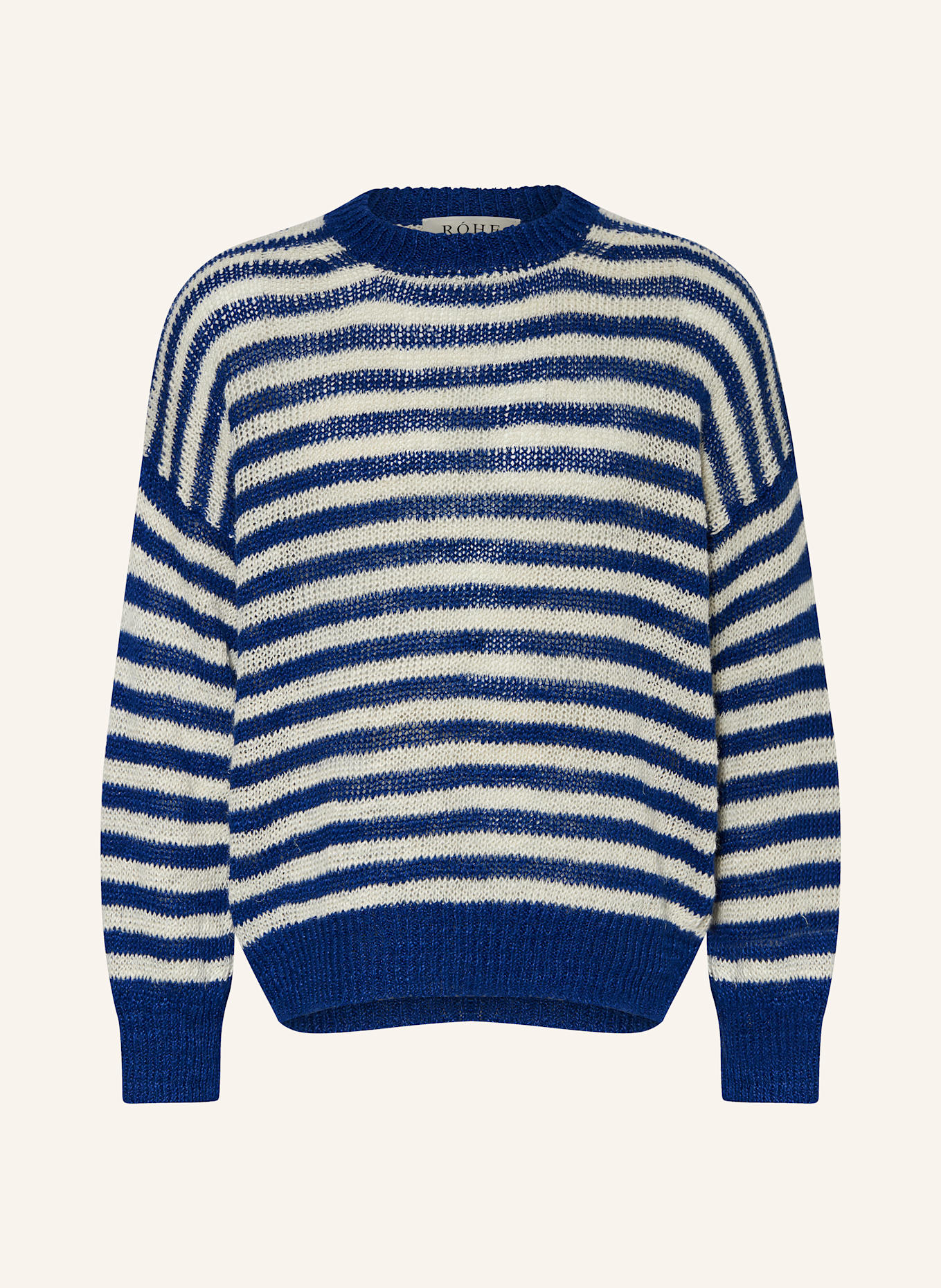 RÓHE Sweter z lnu: BIAŁY / GRANATOWY