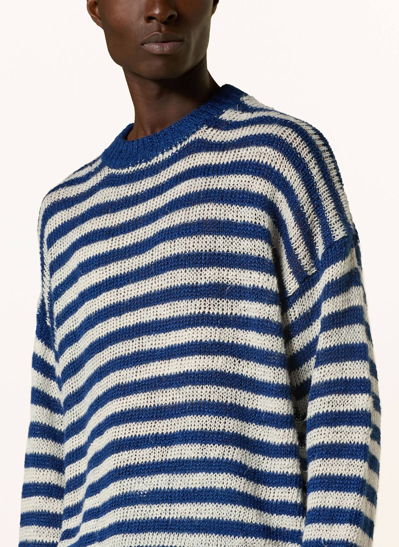 RÓHE Sweter z lnu: BIAŁY / GRANATOWY