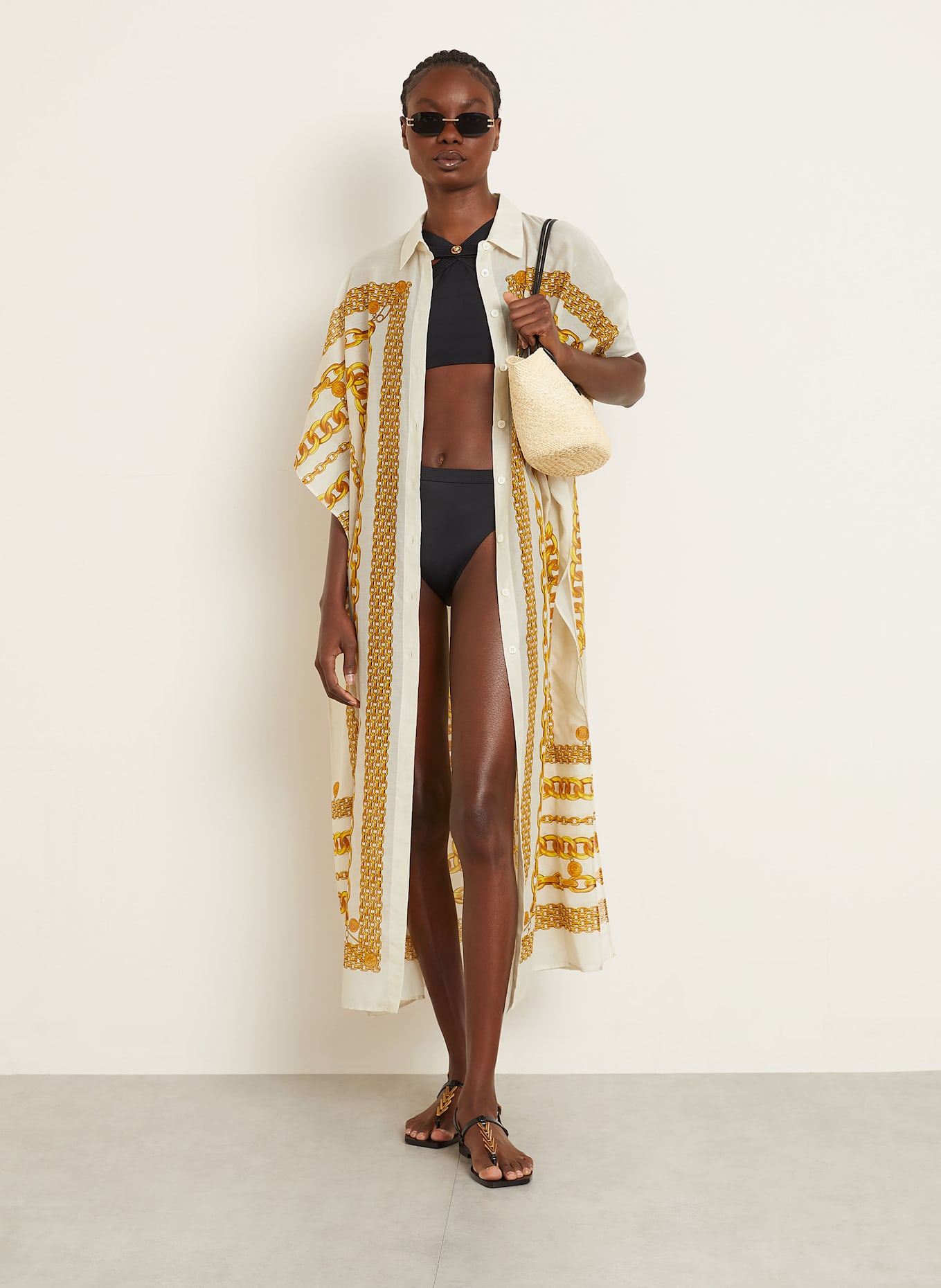 VERSACE High-Neck-Bikini-Top: SCHWARZ