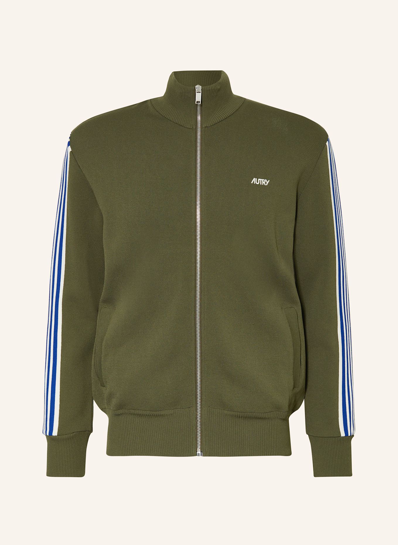 AUTRY Strickjacke: KHAKI/ WEISS/ BLAU