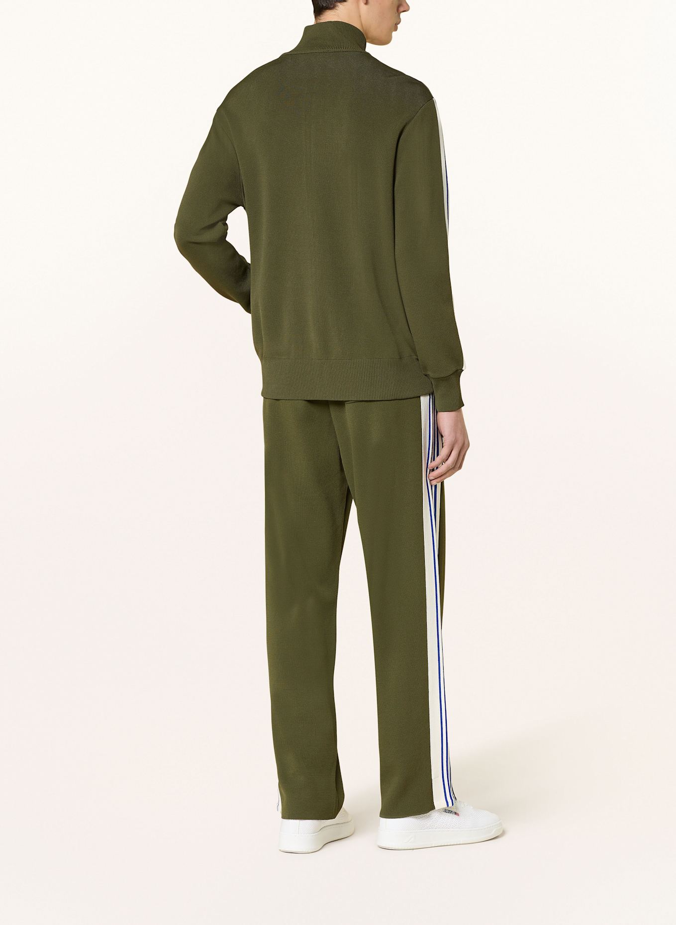 AUTRY Strickjacke: KHAKI/ WEISS/ BLAU