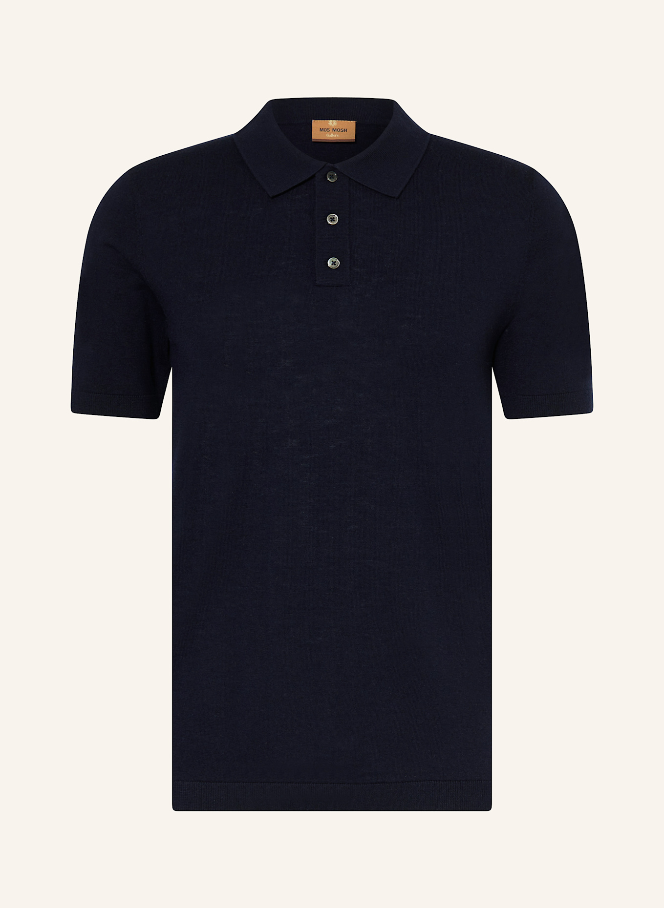 MOS MOSH Gallery Strick-Poloshirt MMGADAM: DUNKELBLAU