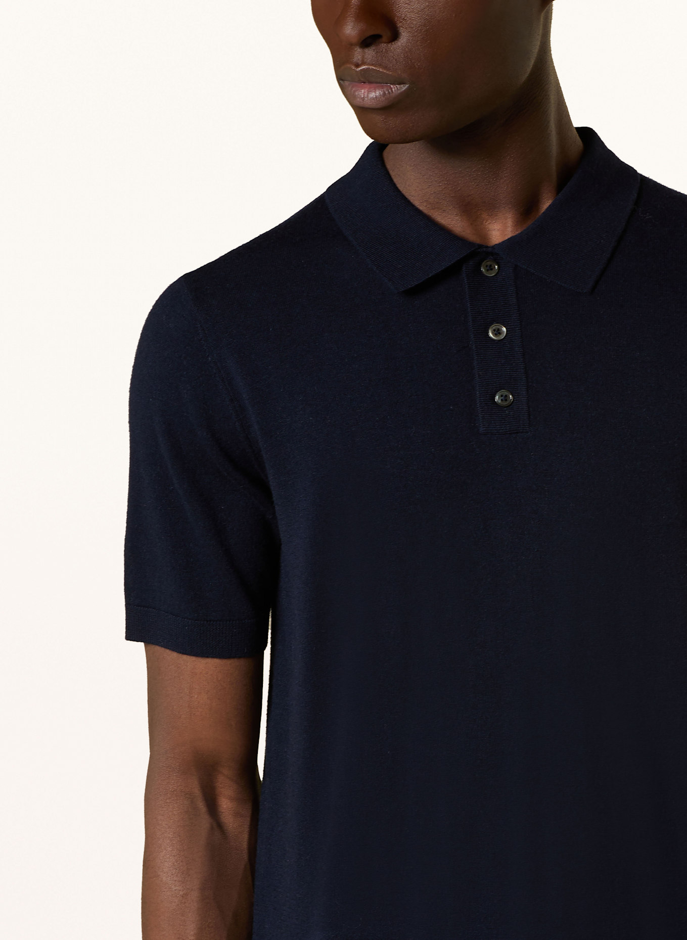 MOS MOSH Gallery Strick-Poloshirt MMGADAM: DUNKELBLAU