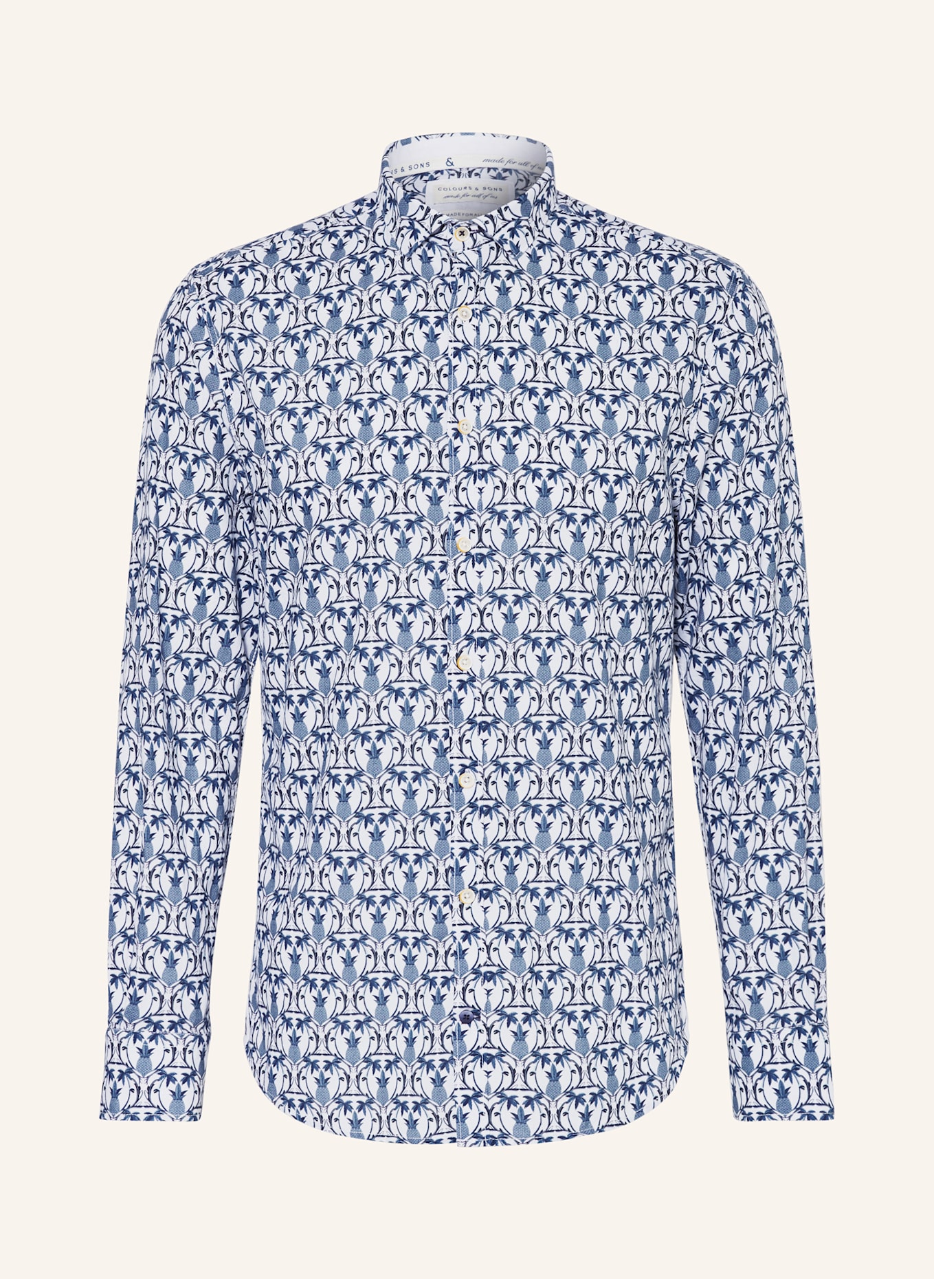 COLOURS & SONS Hemd Regular Fit: WEISS / DUNKELBLAU / BLAUGRAU